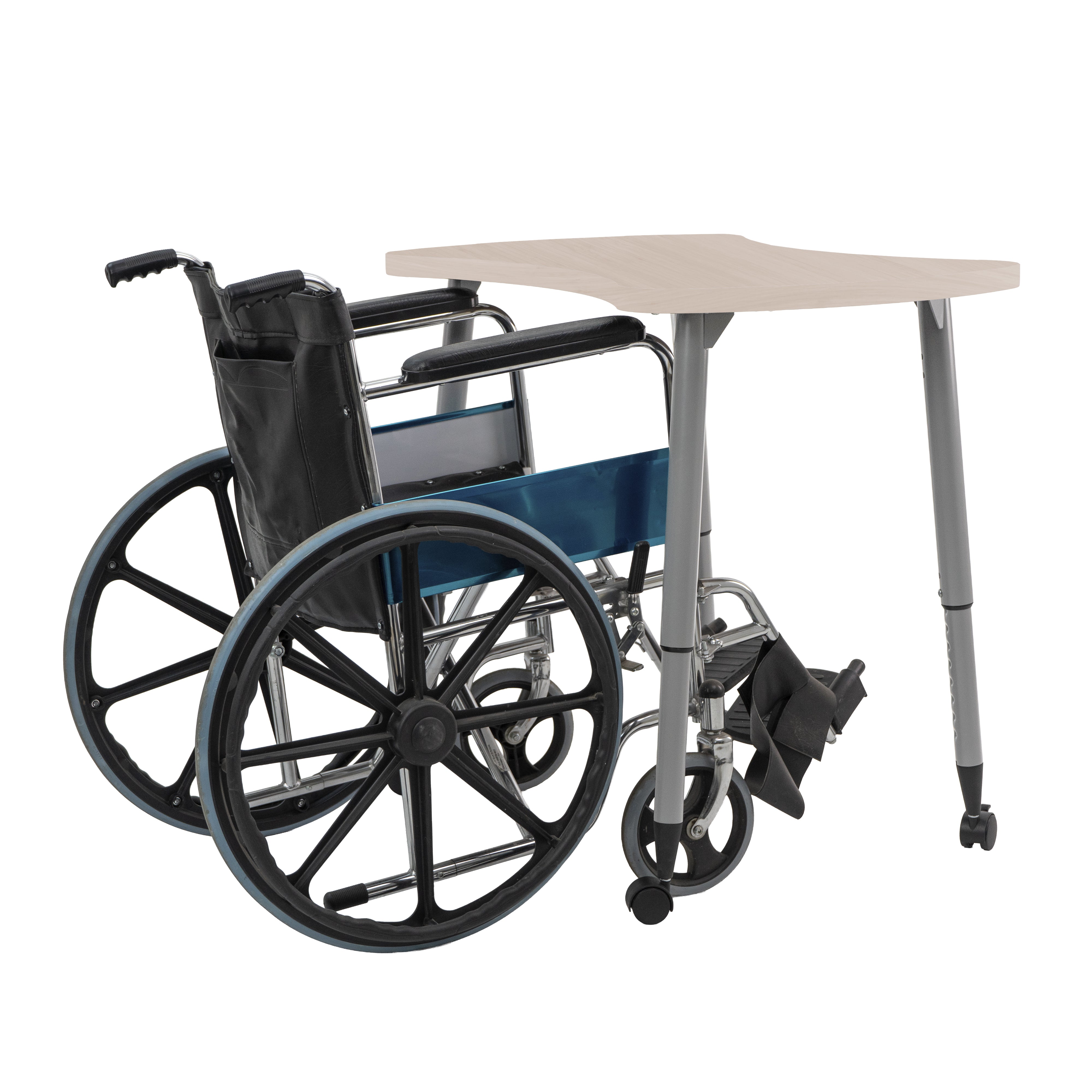 Adapte 25" x 37" Bowtie Woodgrain Activity Table with Adjustable Tapered Legs - Asian Sand/Silver