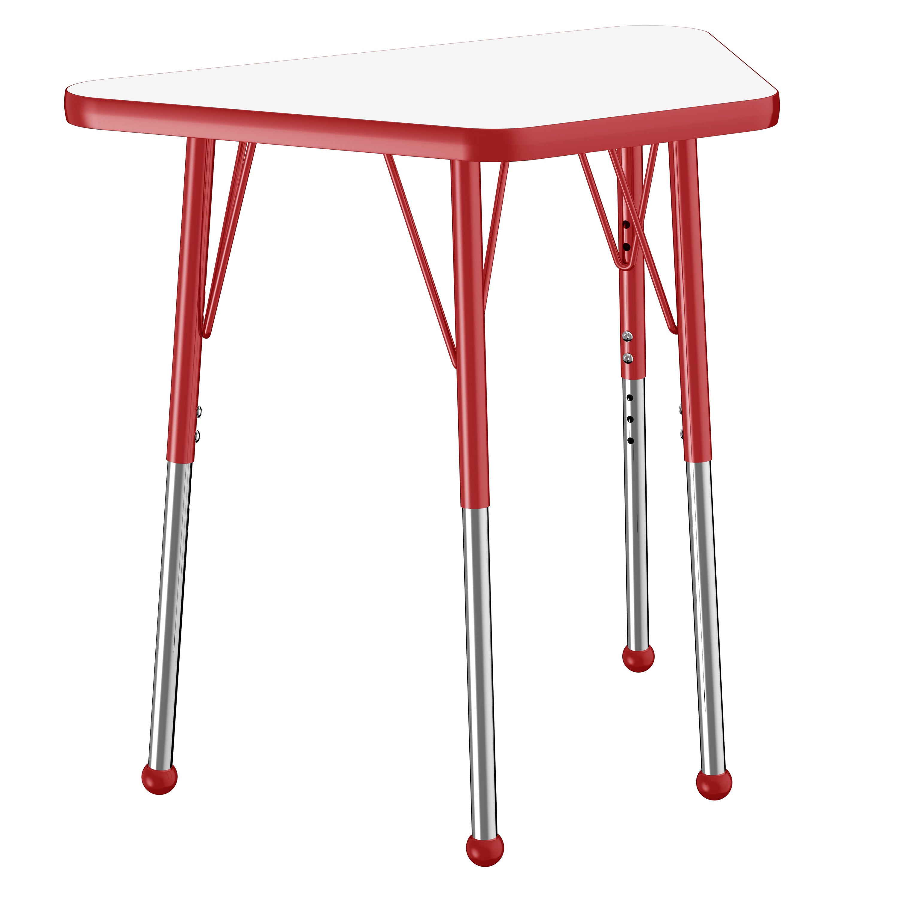 18" x 30" Trapezoid Dry-Erase Activity Table with Adjustable Standard Ball Glide Legs - Whiteboard/Red