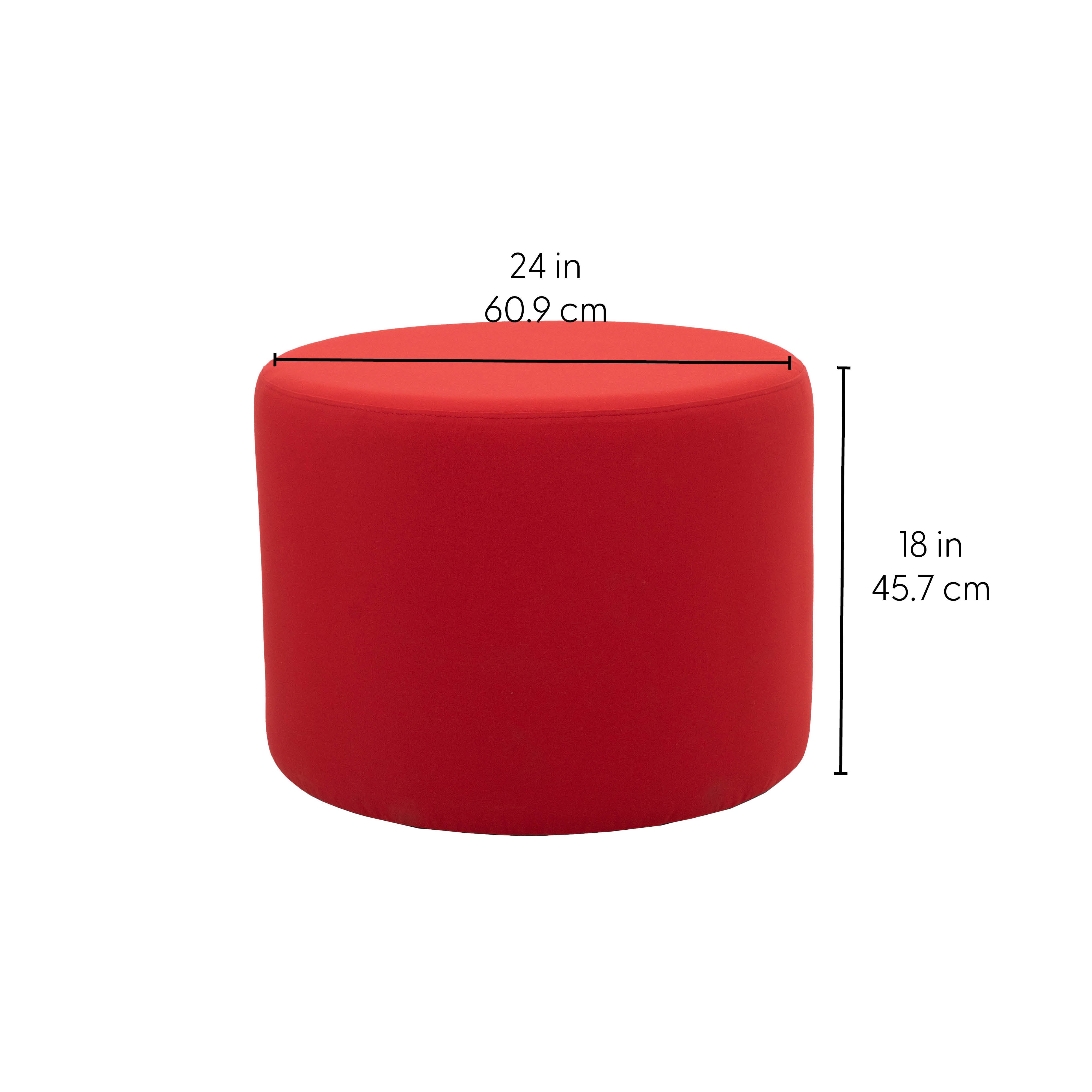Outdoor 24" Round Ottoman with Sunbrella®, 18" H - Canvas Jockey Red