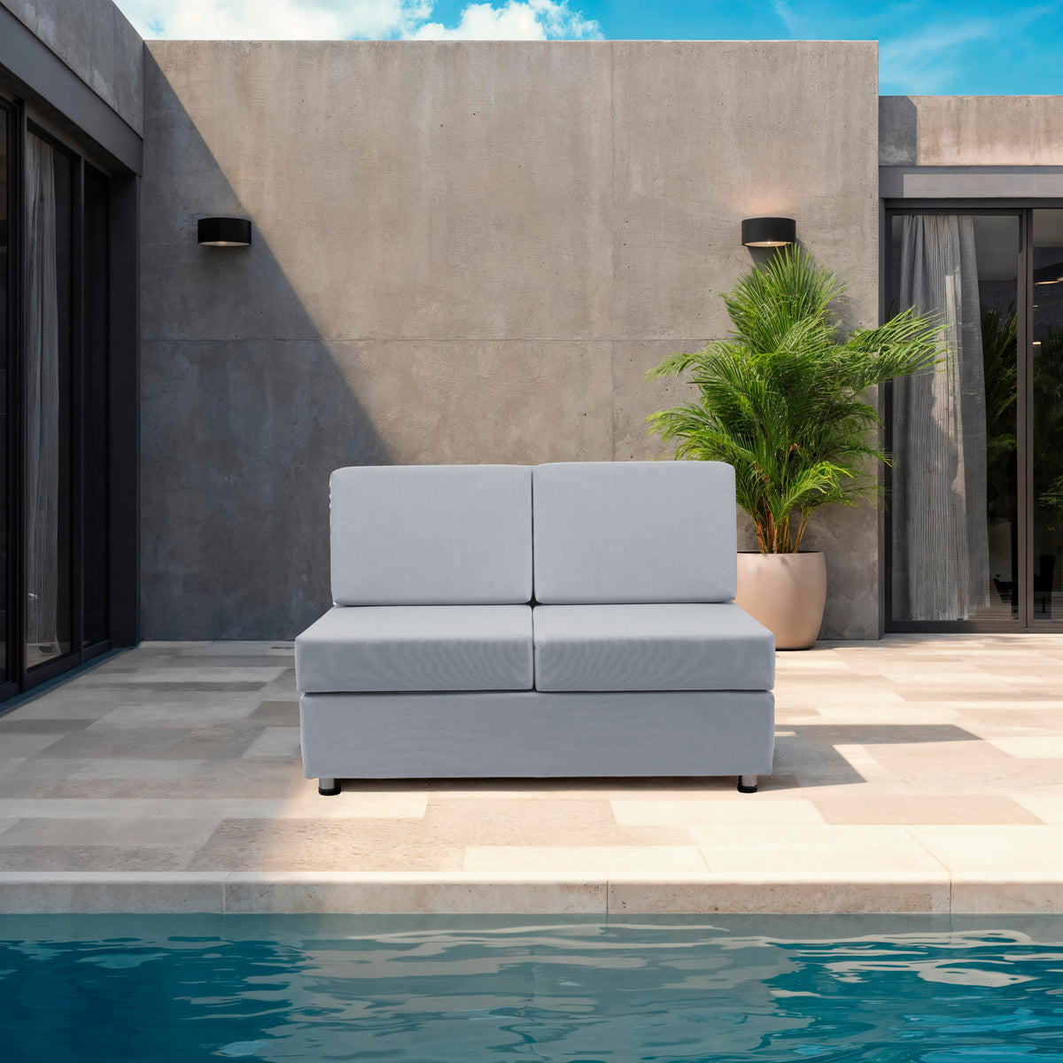 Outdoor Armless Sofa with Sunbrella - Canvas Granite