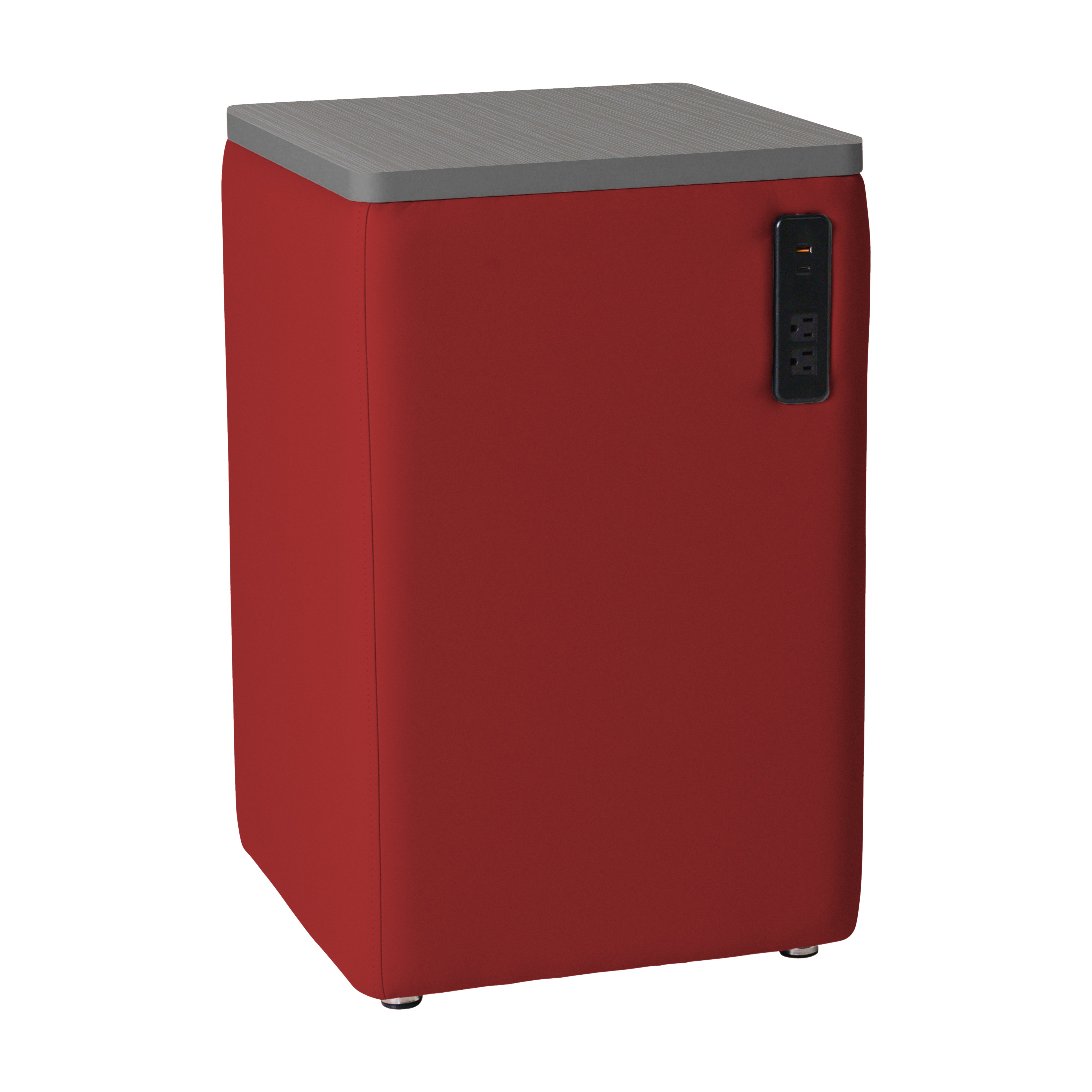 Pro Series Upholstered 18" x 18" Square Ottoman Table with Tech Panel 28" Height - Crimson/Cosmic Strandz