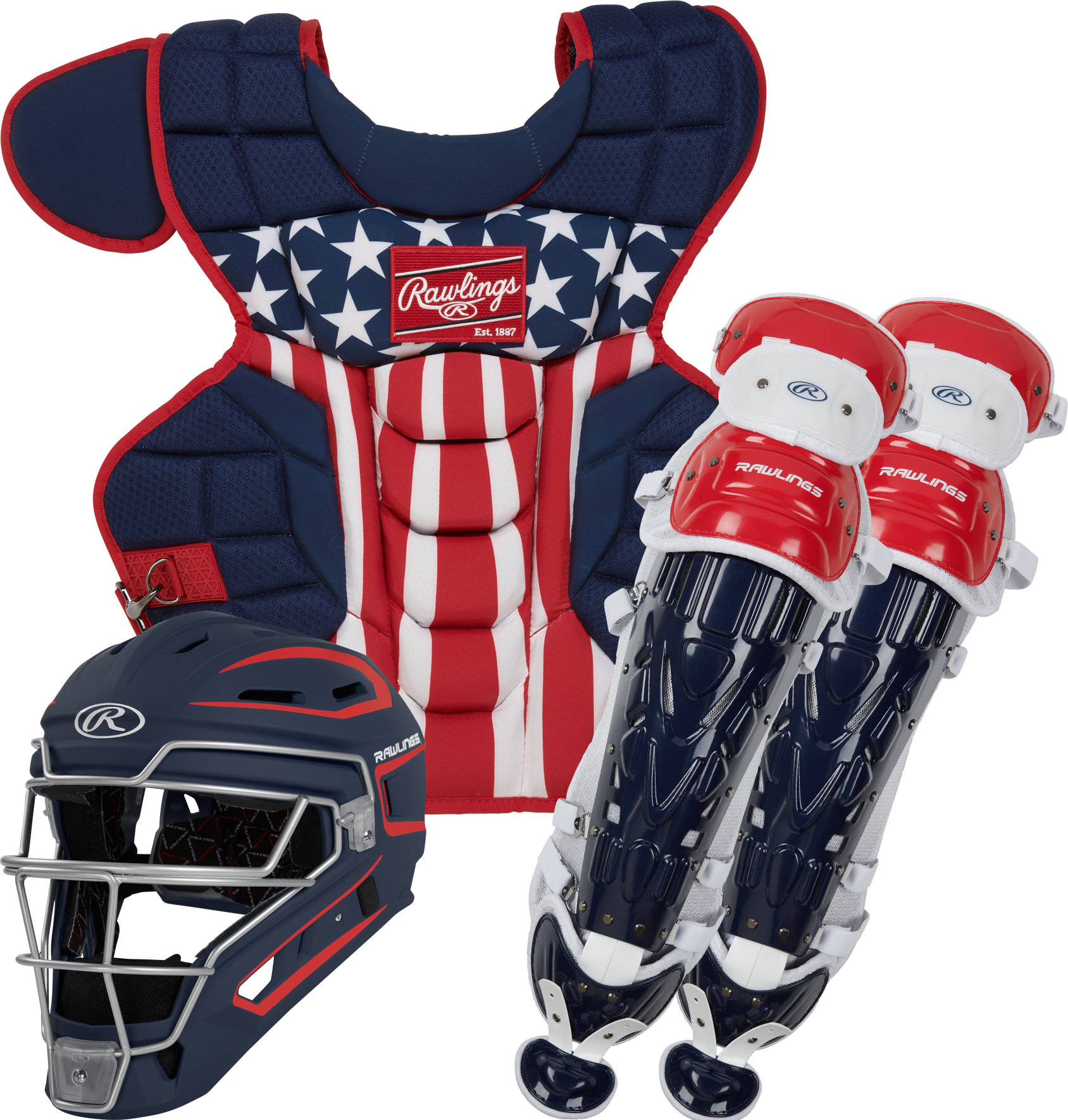 Rawlings Velo 2.0 Adult Catchers Set - Navy/Scarlet/White