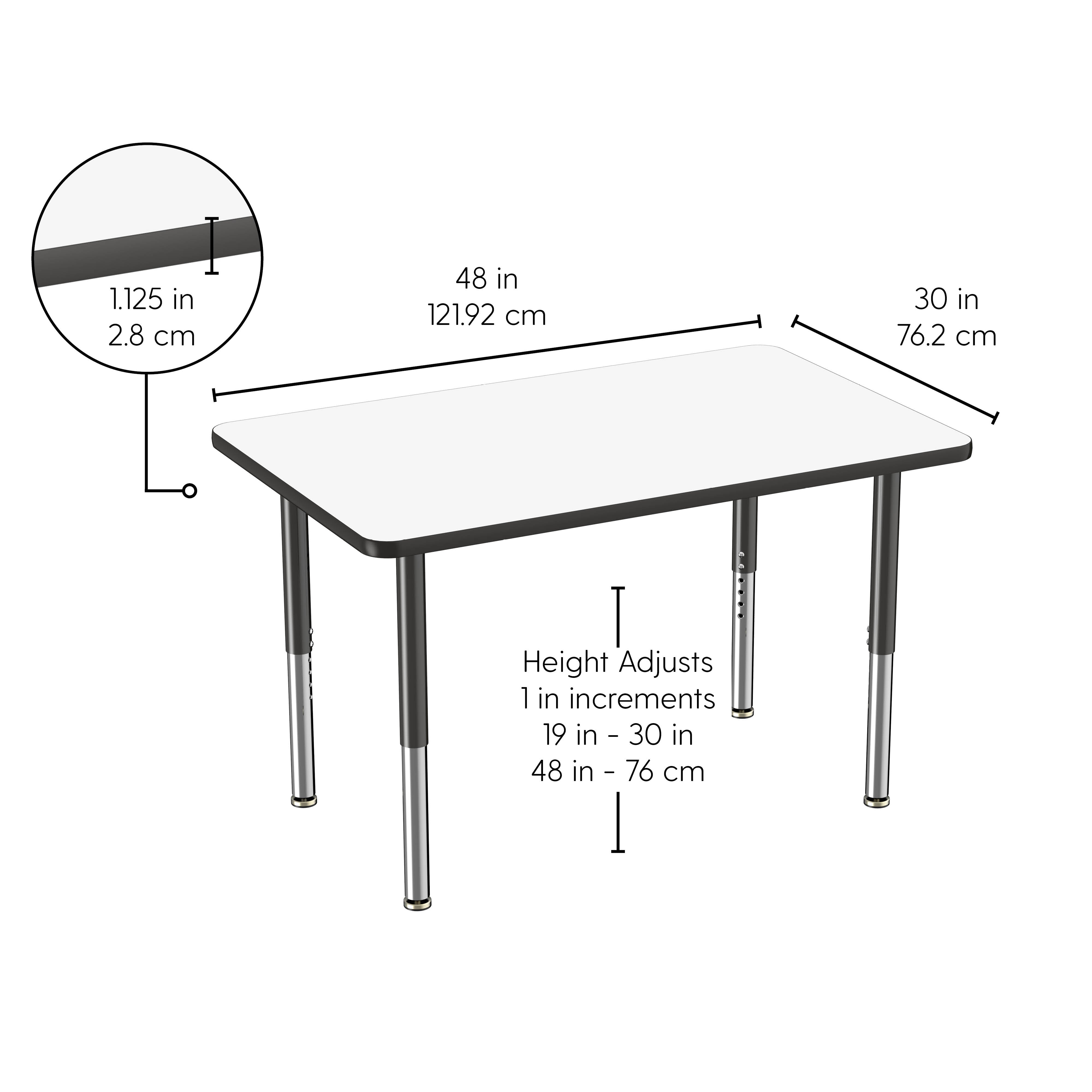 30" x 48" Rectangle Dry-Erase Activity Table with Adjustable Super Legs - Whiteboard/Black