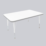 30" x 48" Rectangle Thermofused Activity Table with Adjustable Standard Swivel Glide Legs - White/Light Gray/White