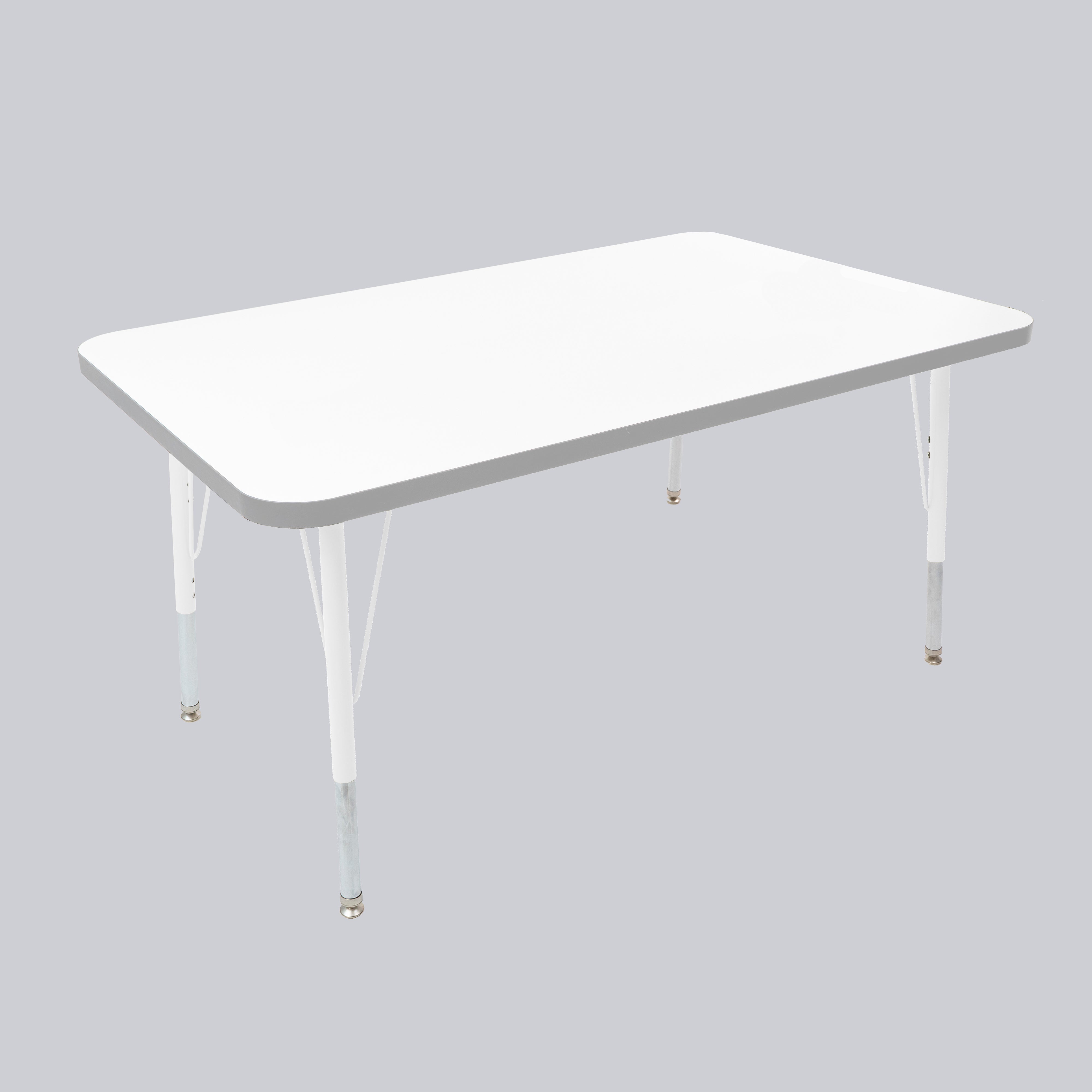 30" x 48" Rectangle Thermofused Activity Table with Adjustable Standard Swivel Glide Legs - White/Light Gray/White