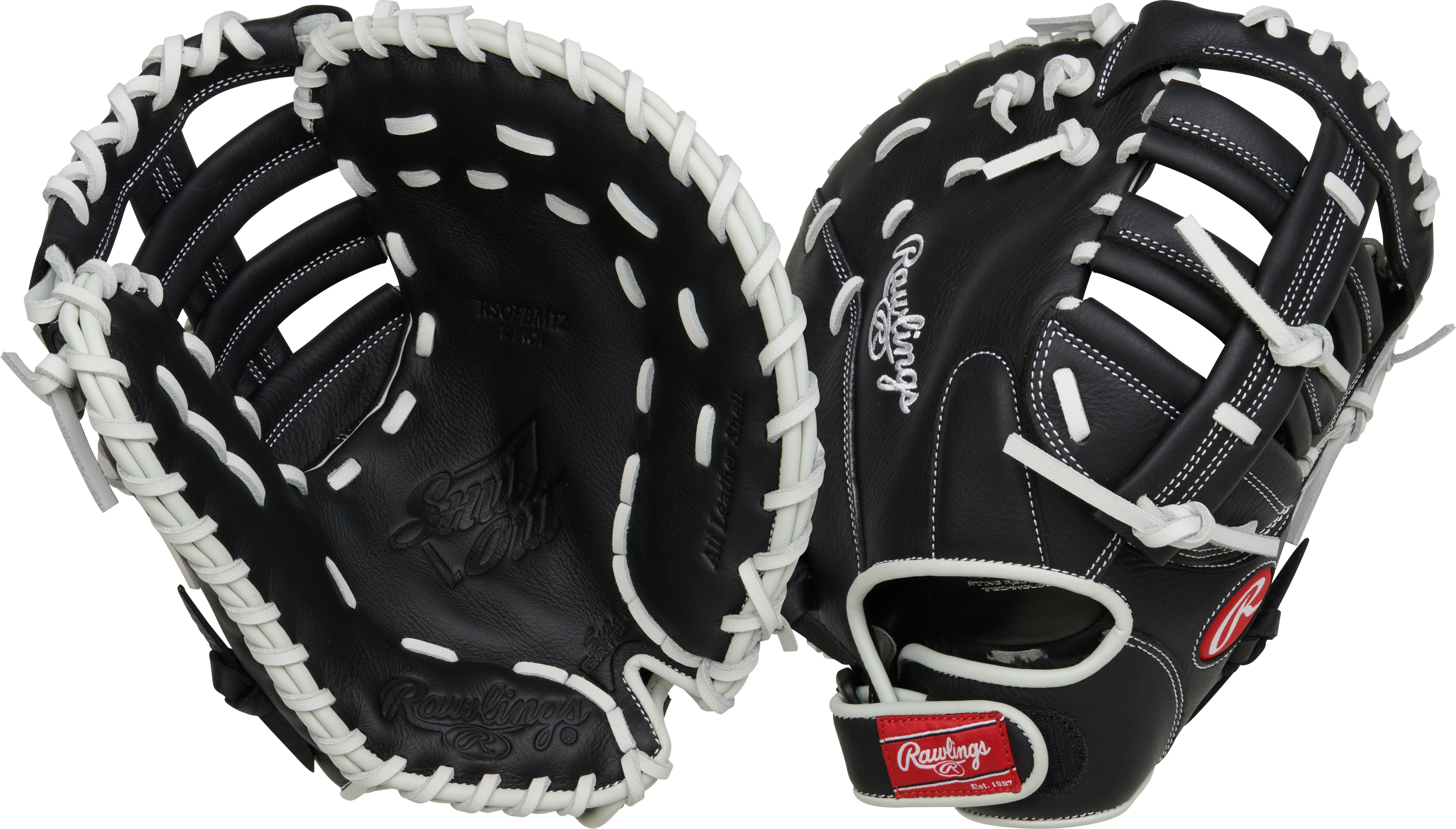 Rawlings Shut Out Series First Base Mitt 12-Inch Softball Glove - Right Hand Thrower - Black