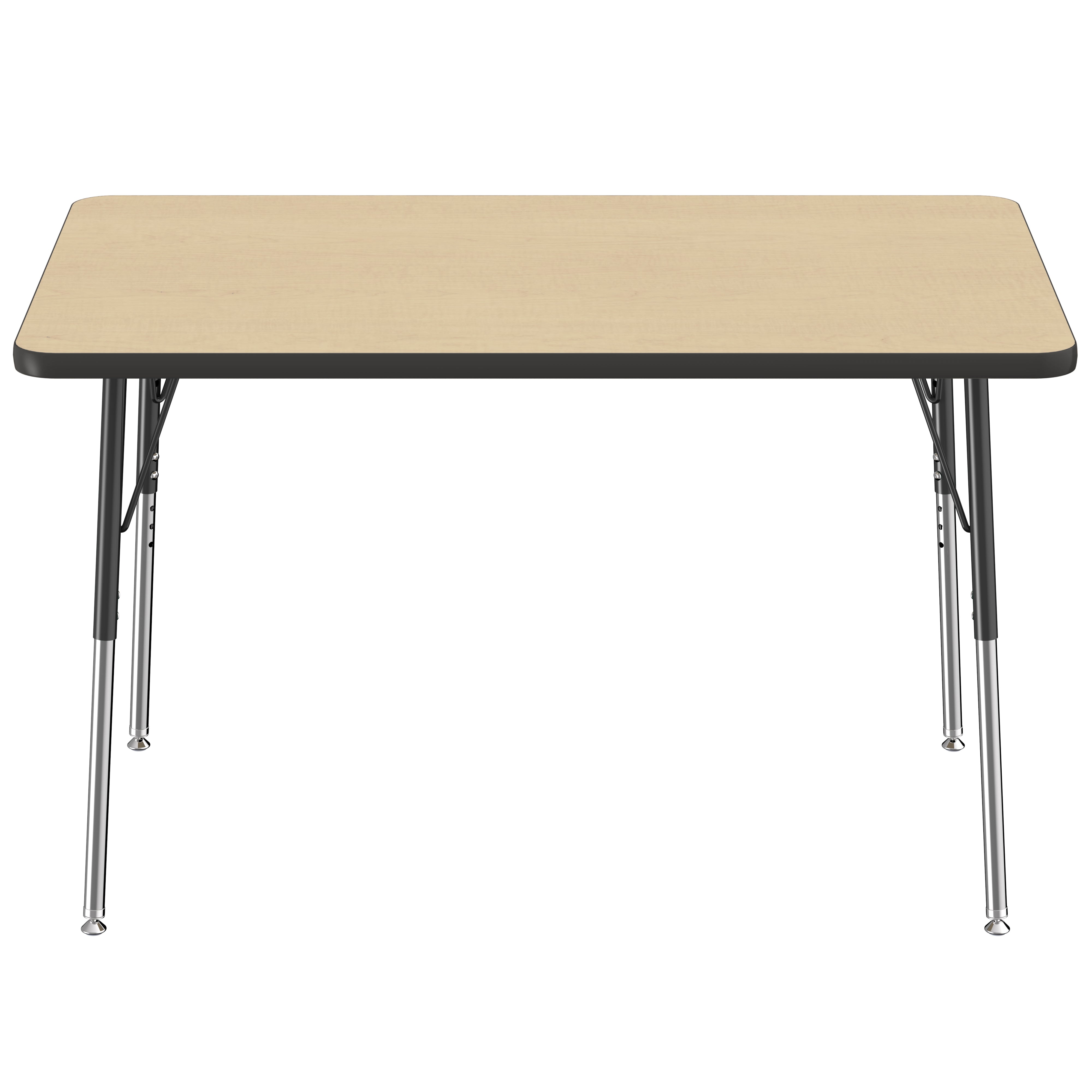 30" x 48" Rectangle Thermofused Activity Table with Adjustable Standard Swivel Glide Legs - Maple/Black