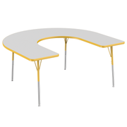 60" x 66" Horseshoe T-Molding Activity Table with Adjustable Standard Swivel Glide Legs - Gray/Yellow