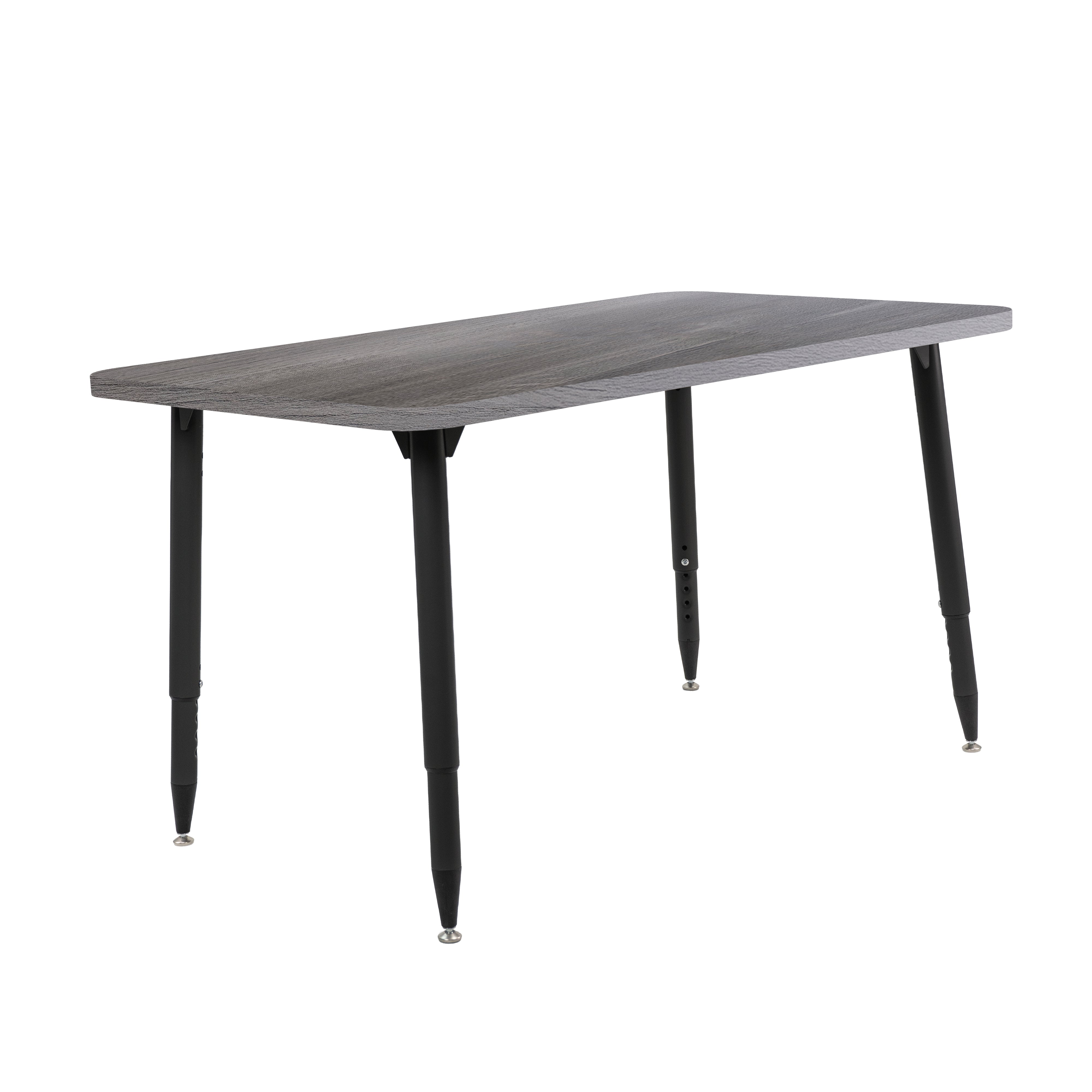 Adapte 30" x 48" Rectangle Woodgrain Activity Table with Adjustable Tapered Legs - Gray Wood/Black