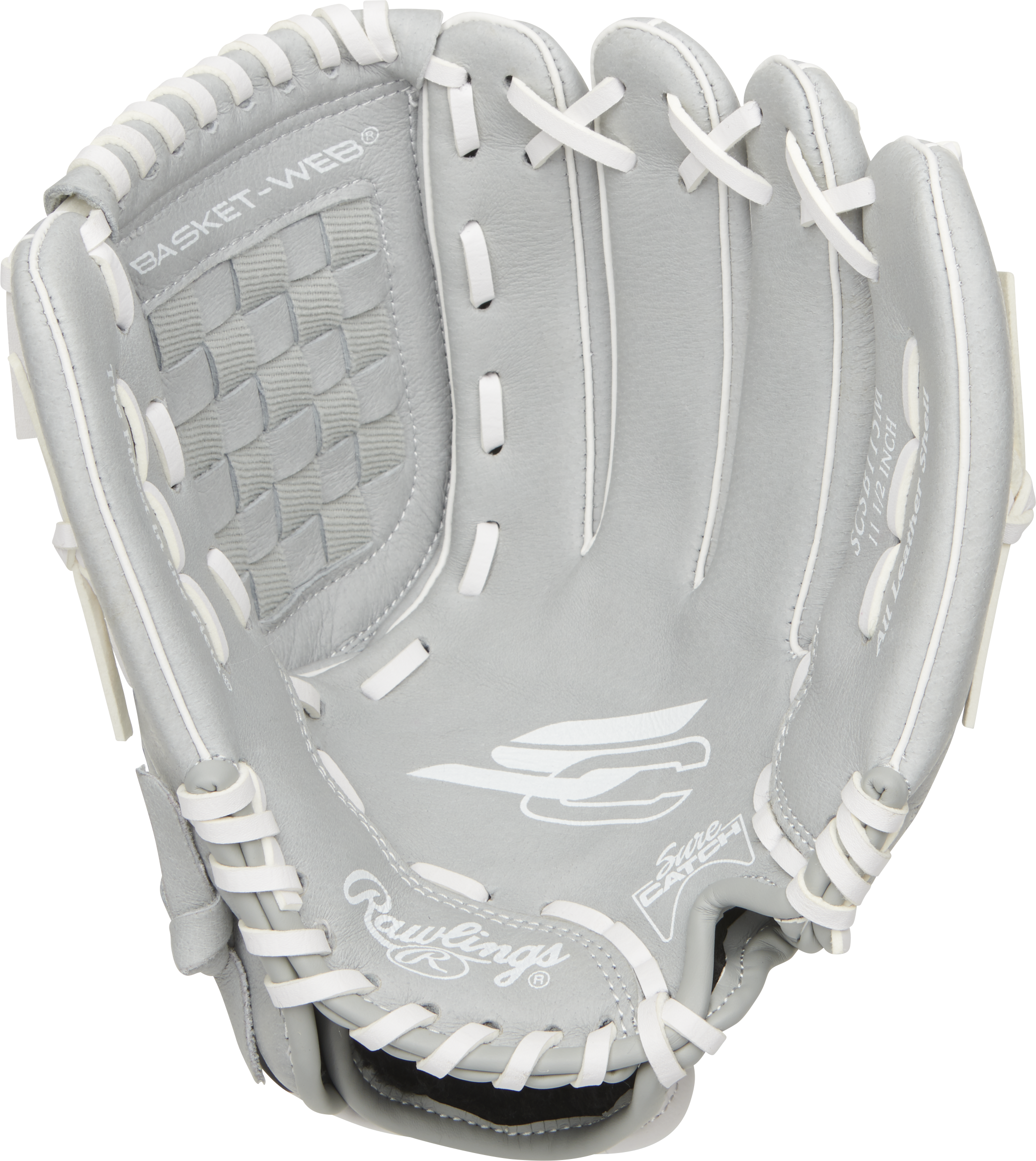 Rawlings Sure Catch Youth Series 11.5-Inch Softball Glove - Right Hand Thrower - Gray/Mint