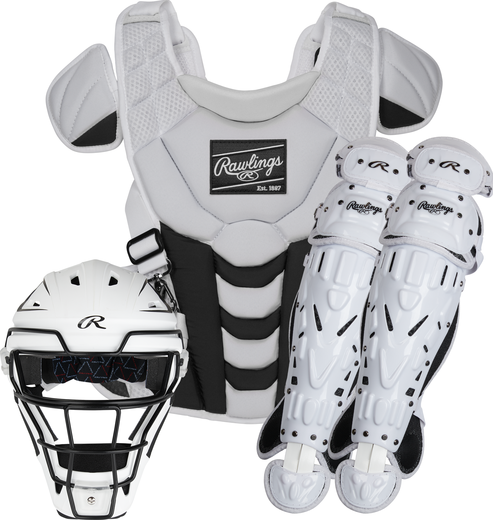 Rawlings Velo 2.0 Series Softball Medium Catchers Set - White/Black