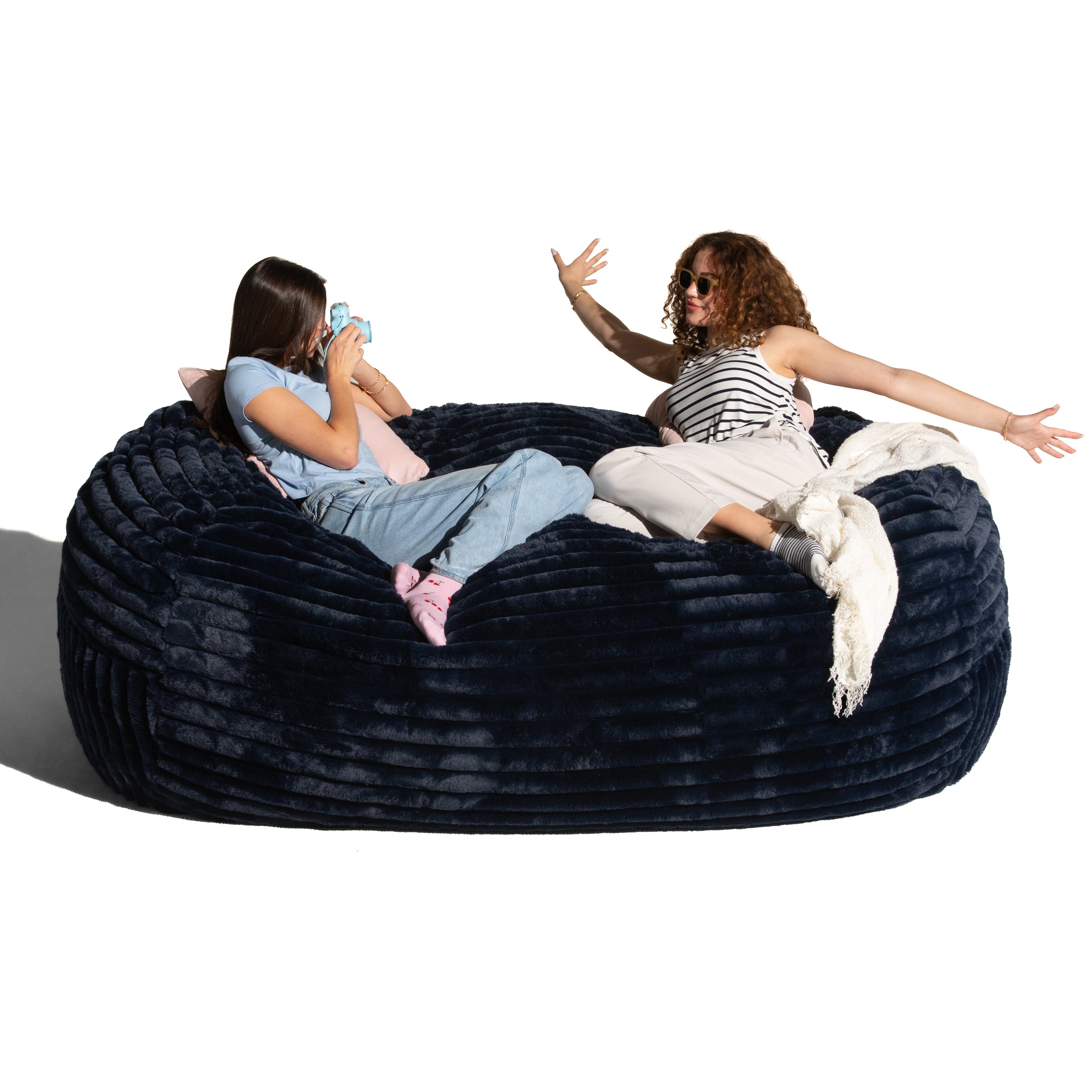 Jaxx Grand Lounger 7 Foot Bean Bag Sofa - Midnight Blue Mondo Fur