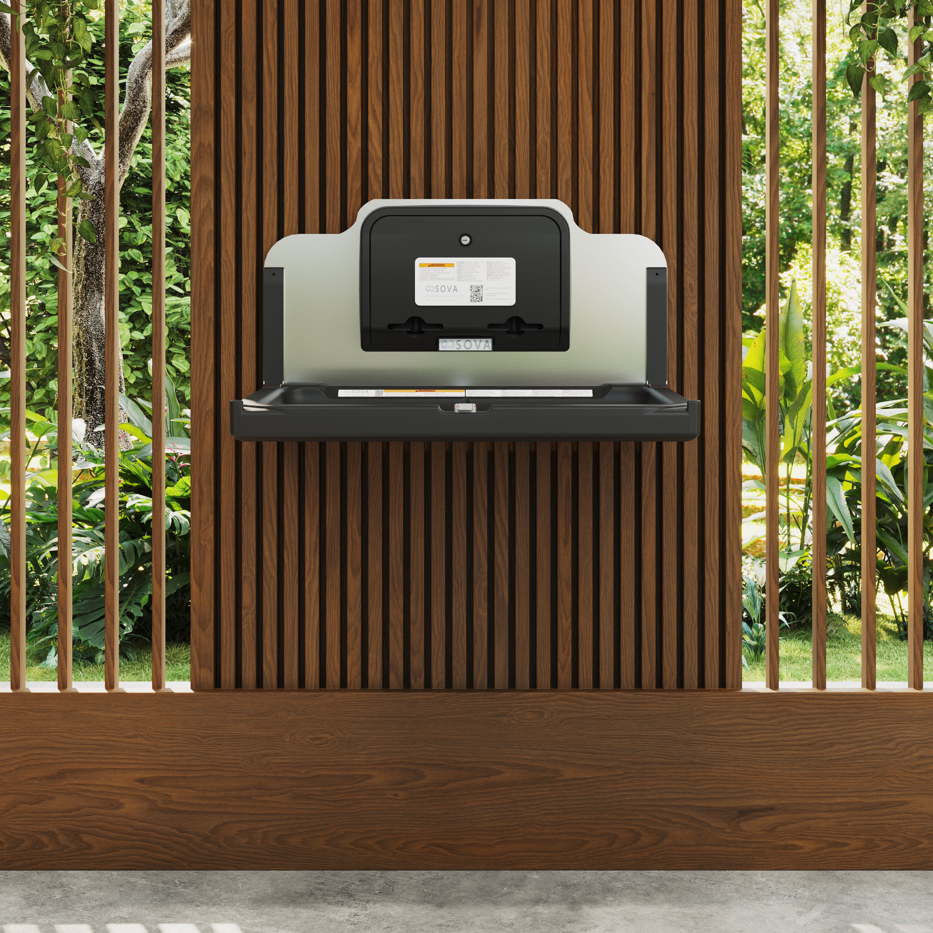 Element Horiz. Changing Station w/ Black Liner Dispenser & SS Backsplash - Black
