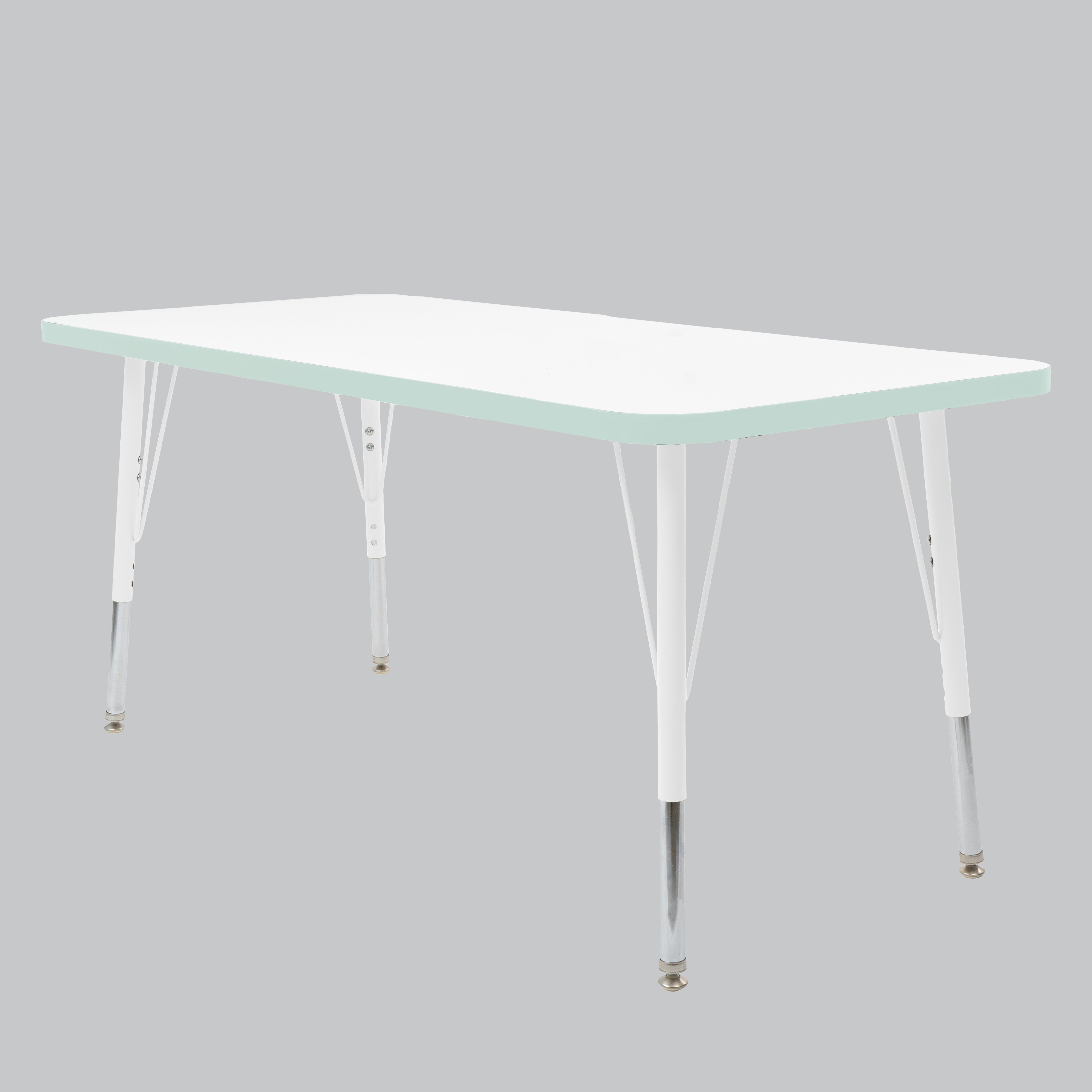 24" x 60" Rectangle Thermofused Activity Table with Adjustable Standard Swivel Glide Legs - White/Seafoam/White