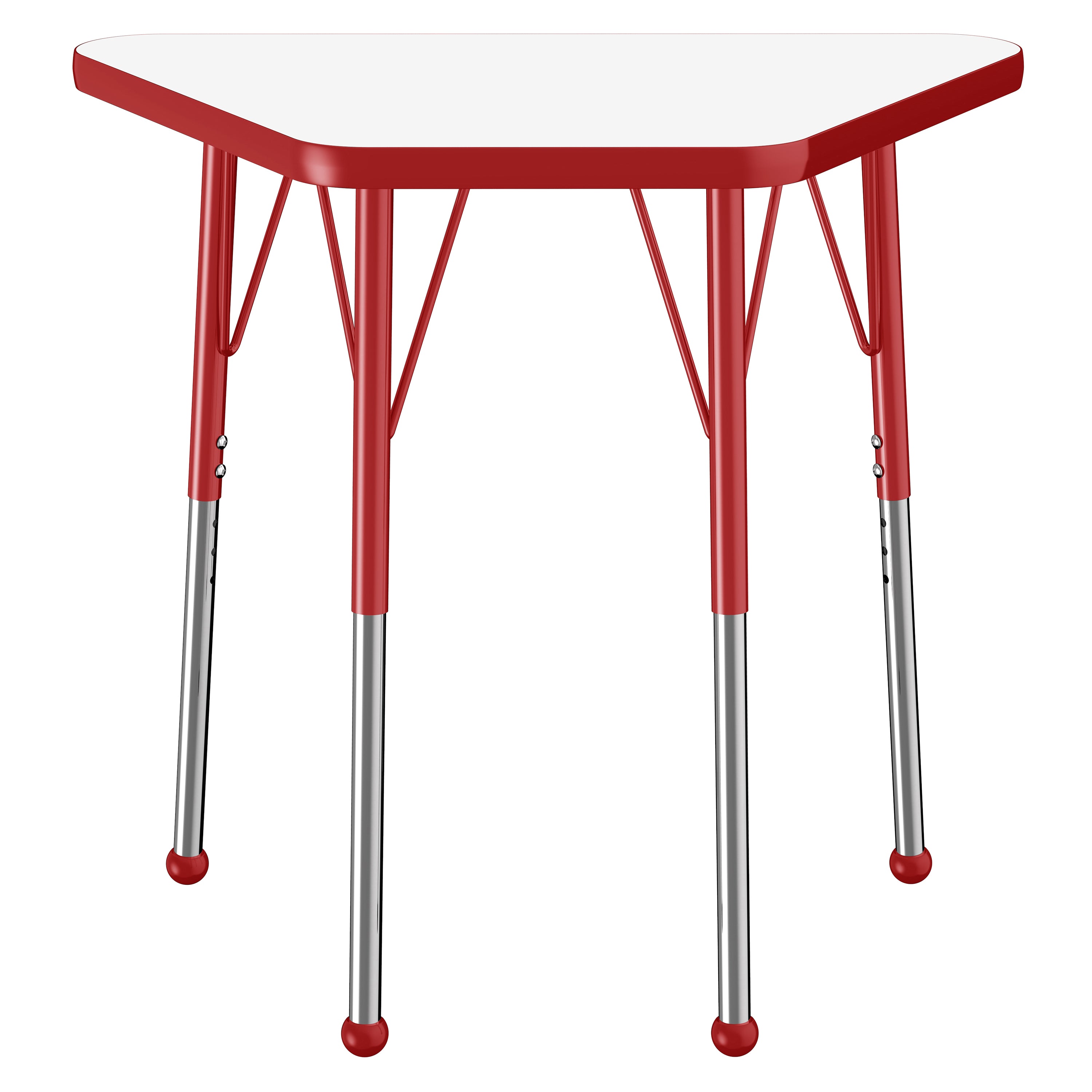 18" x 30" Trapezoid Dry-Erase Activity Table with Adjustable Standard Ball Glide Legs - Whiteboard/Red