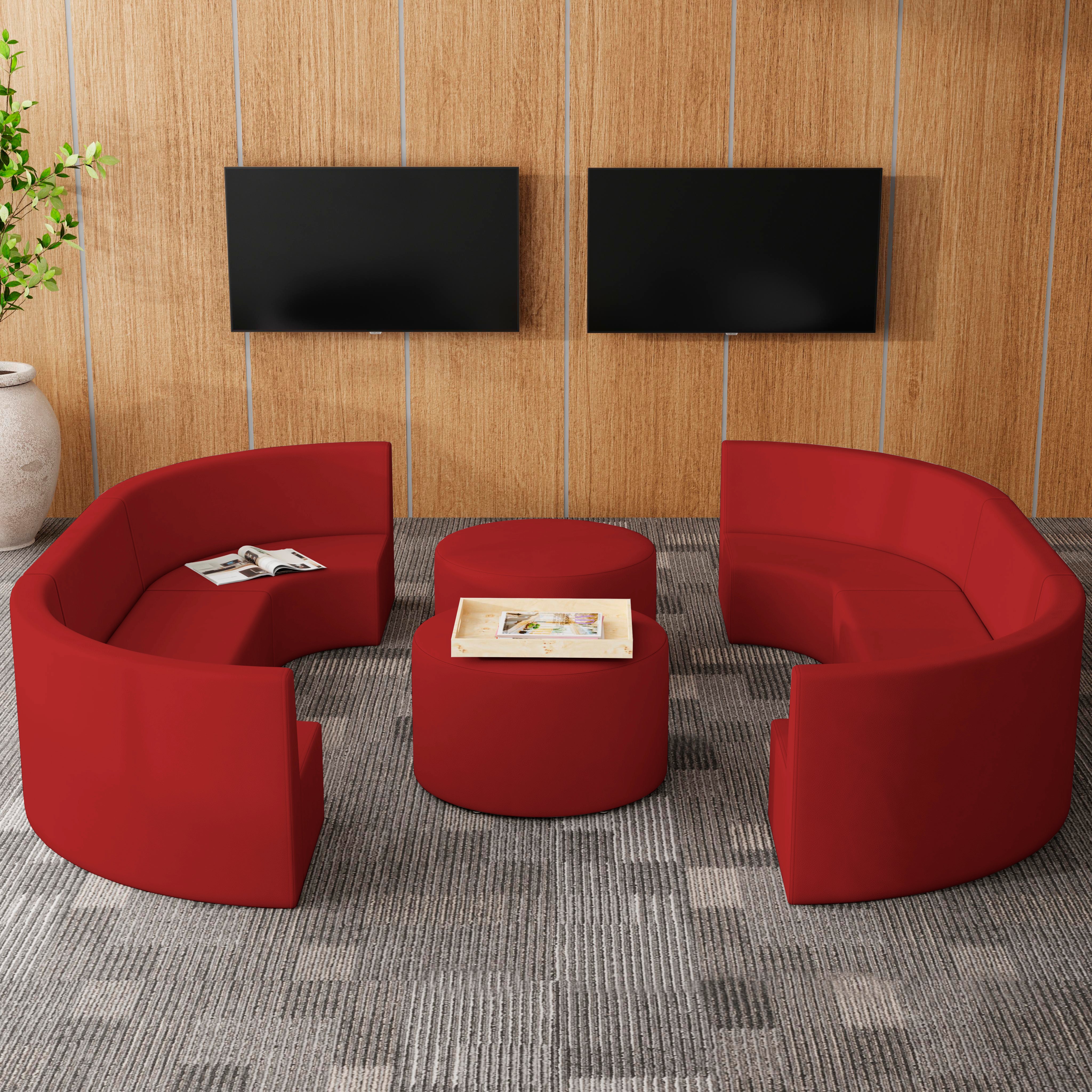 Pro Series Upholstered 30" Round Ottoman 18" Height - Crimson