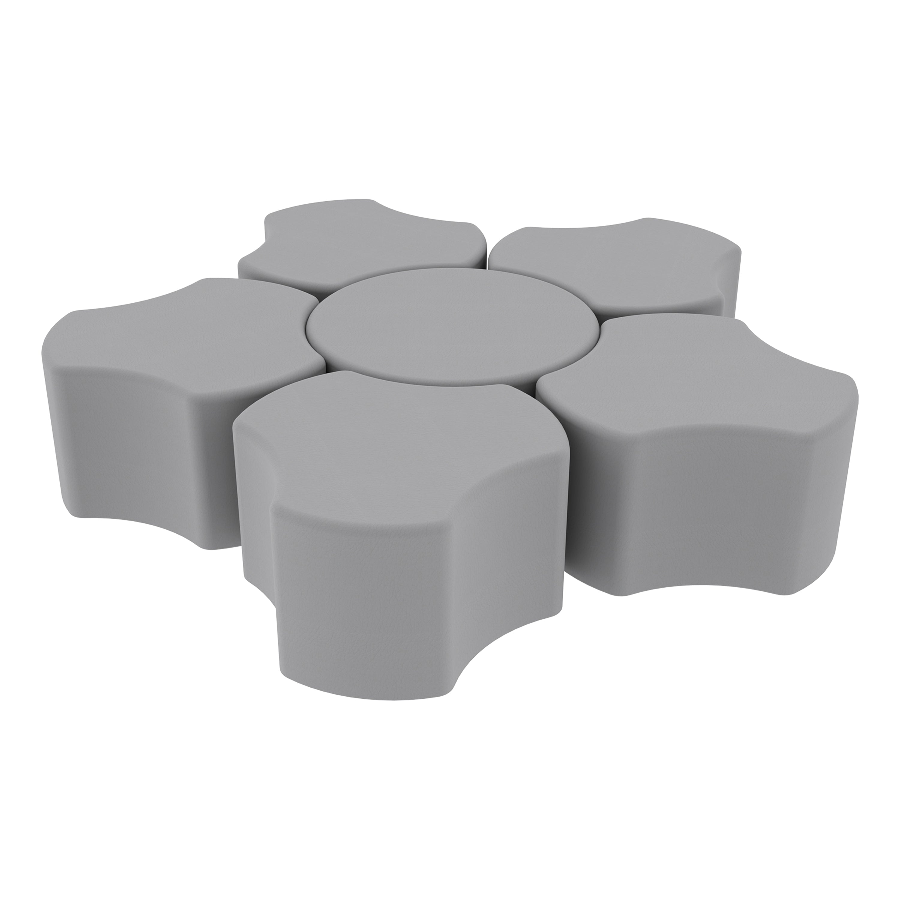Pro Series 18" Height Cog Ottoman Set, 6-Piece - Gray