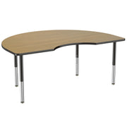 48" x 72" Kidney Thermofused Activity Table with Adjustable Super Legs - Pasadena Oak/Black