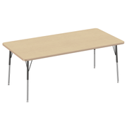 36" x 72" Rectangle T-Molding Activity Table with Adjustable Standard Swivel Glide Legs - Maple/Maple/Black