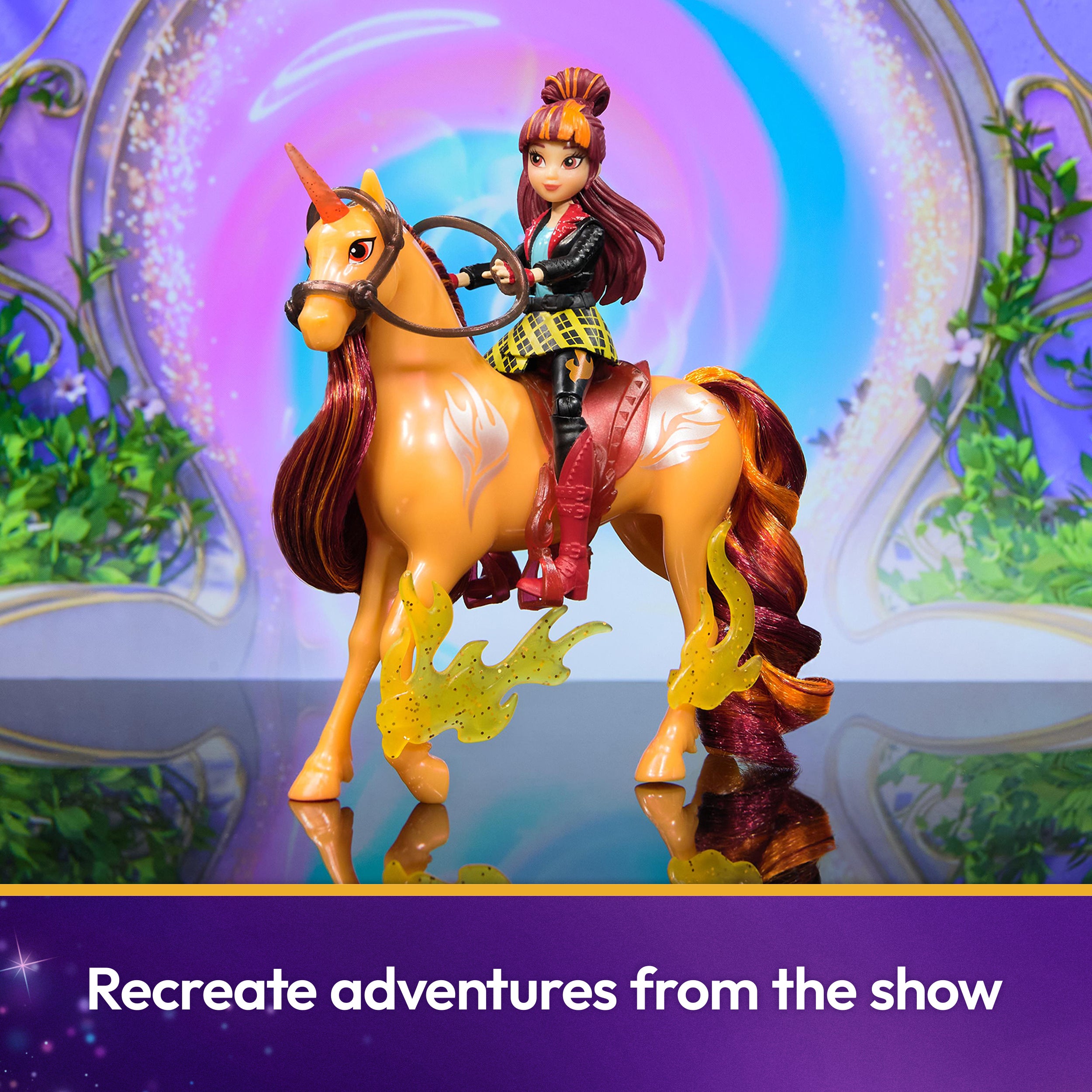 Unicorn Academy, Valentina & Cinder Power of Friendship Set, Translucent Saddle & 2 Power Accessories, Dolls & Unicorn Toys for Girls Ages 4 and up