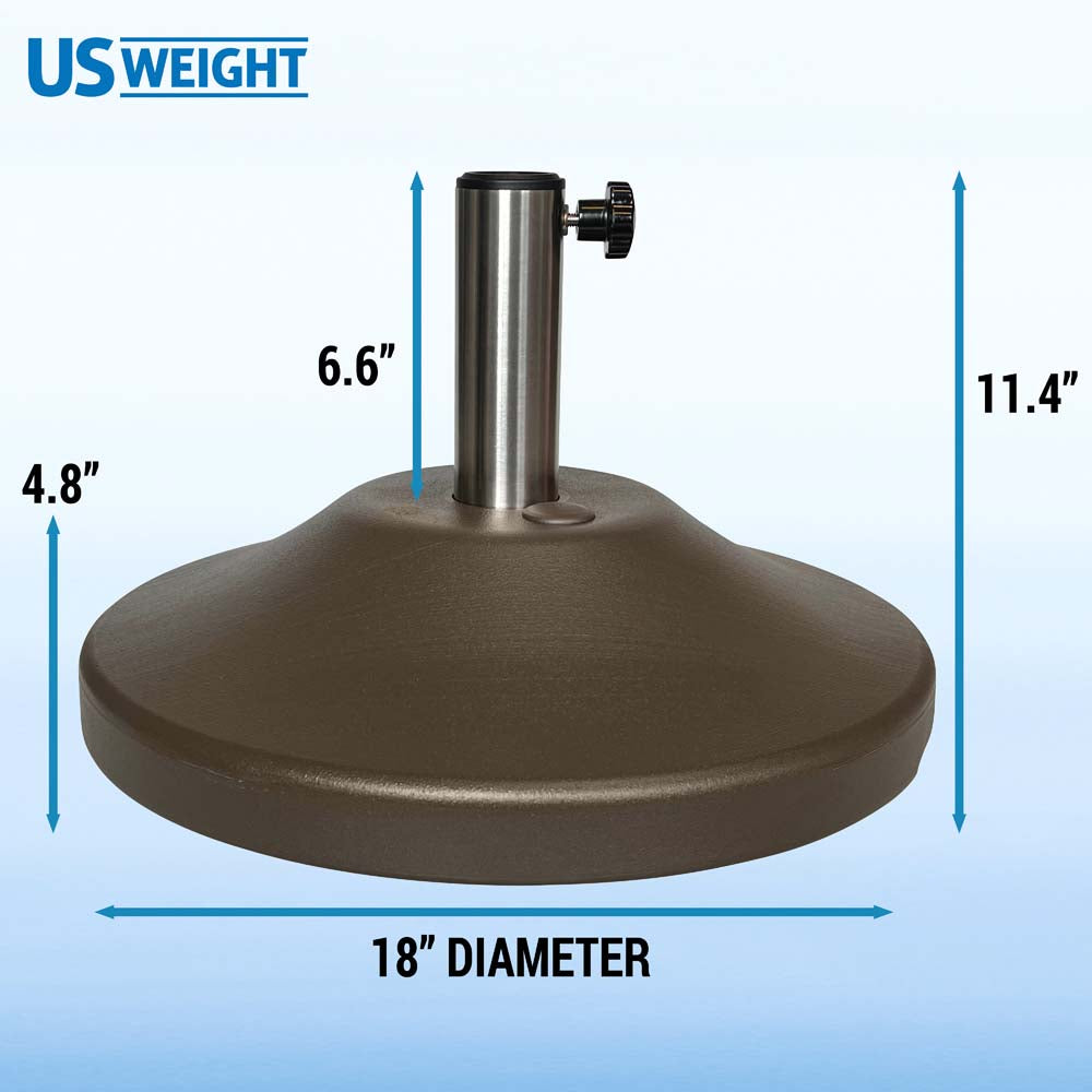 Fillable 50 lb Premium Umbrella Base with Stainless Stem (Bronze)
