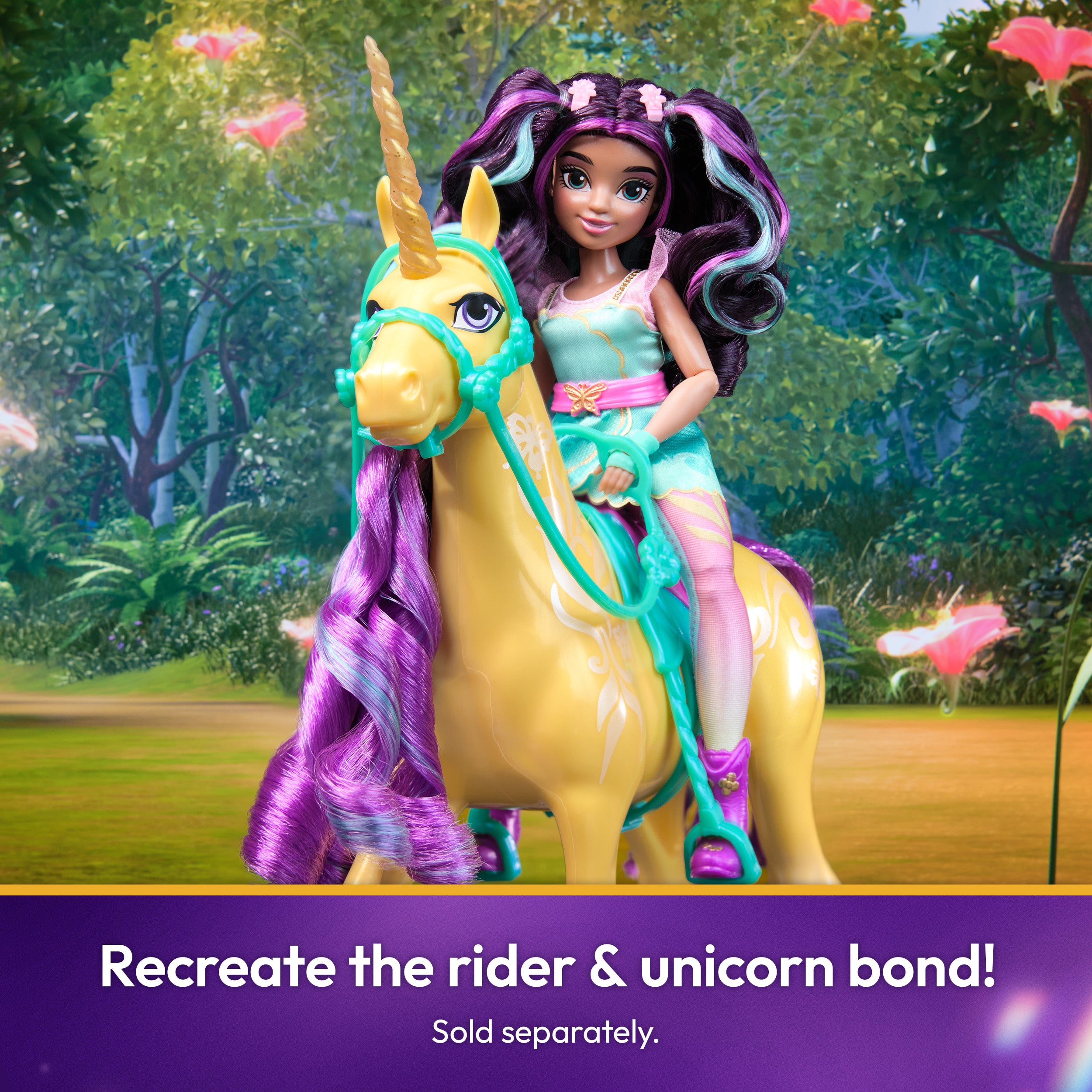 Unicorn Academy, Leaf with 2 Riding Accessories, 11”, Compatible with Ava, Dolls & Unicorn Toys for Girls Ages 4 and up