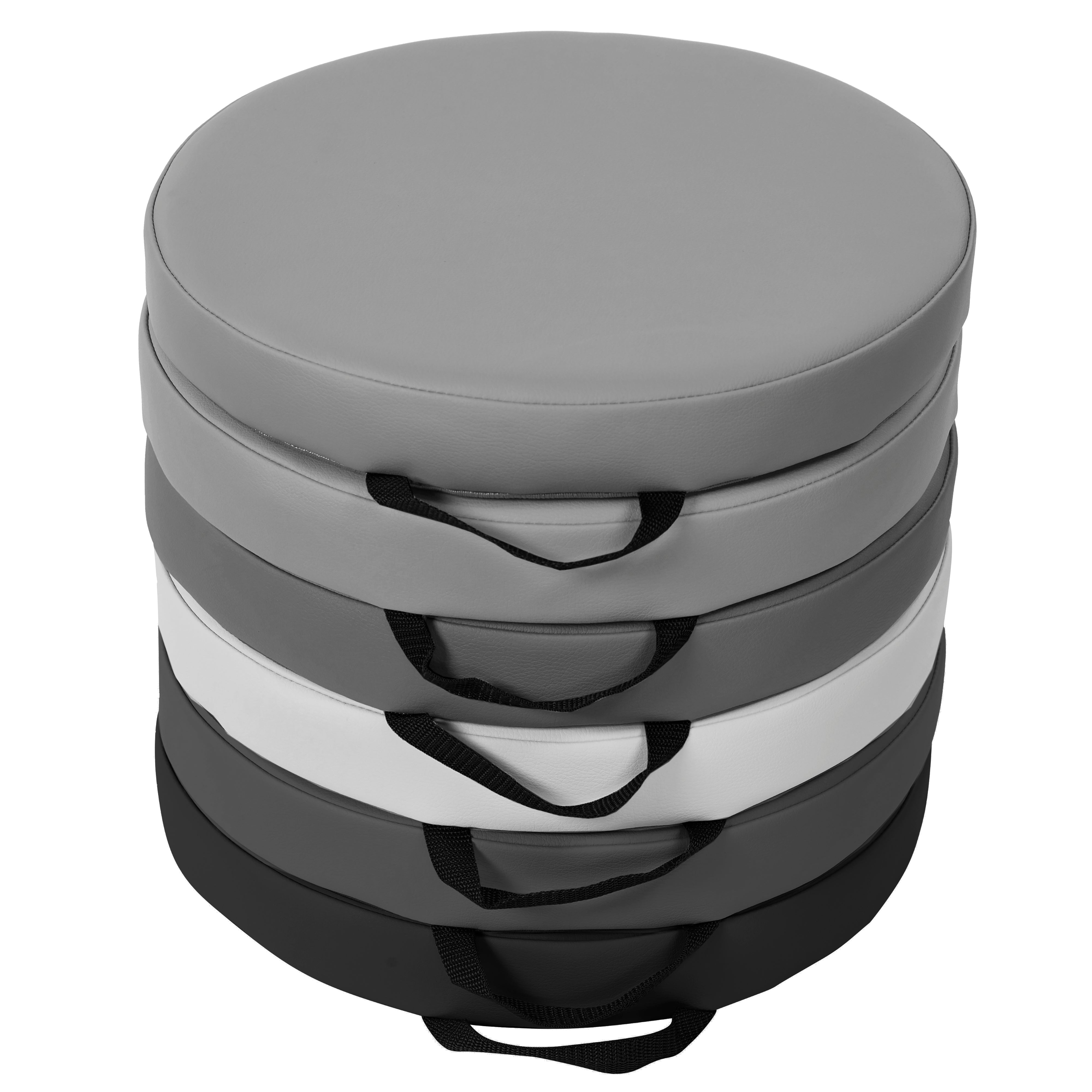 SoftScape 15" Round Floor Cushions, 6-Piece - Gray/Light Gray