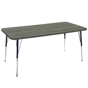 36" x 72" Rectangle La Madera Activity Table with Standard Legs - Gray Wood/Black