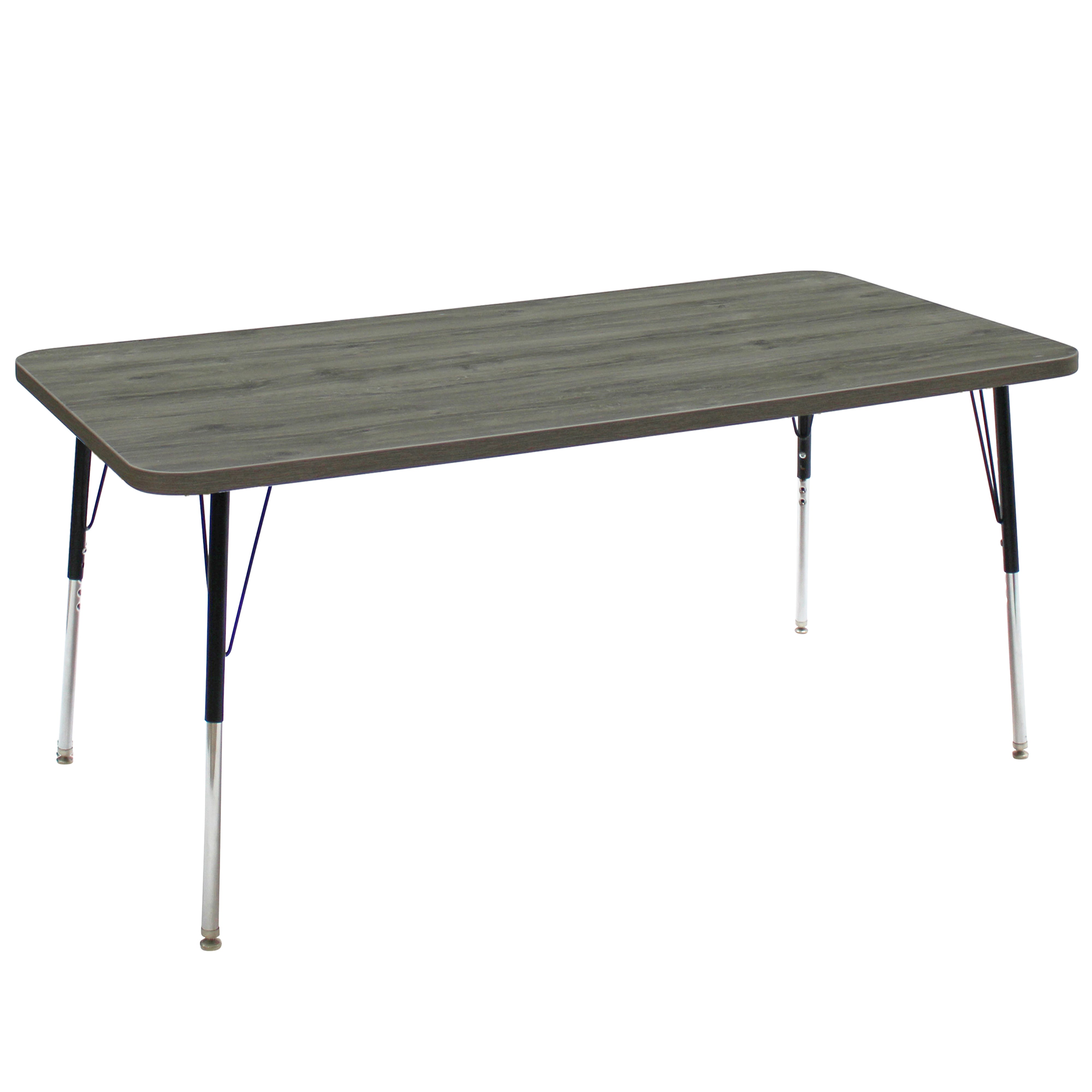 36" x 72" Rectangle La Madera Activity Table with Standard Legs - Gray Wood/Black