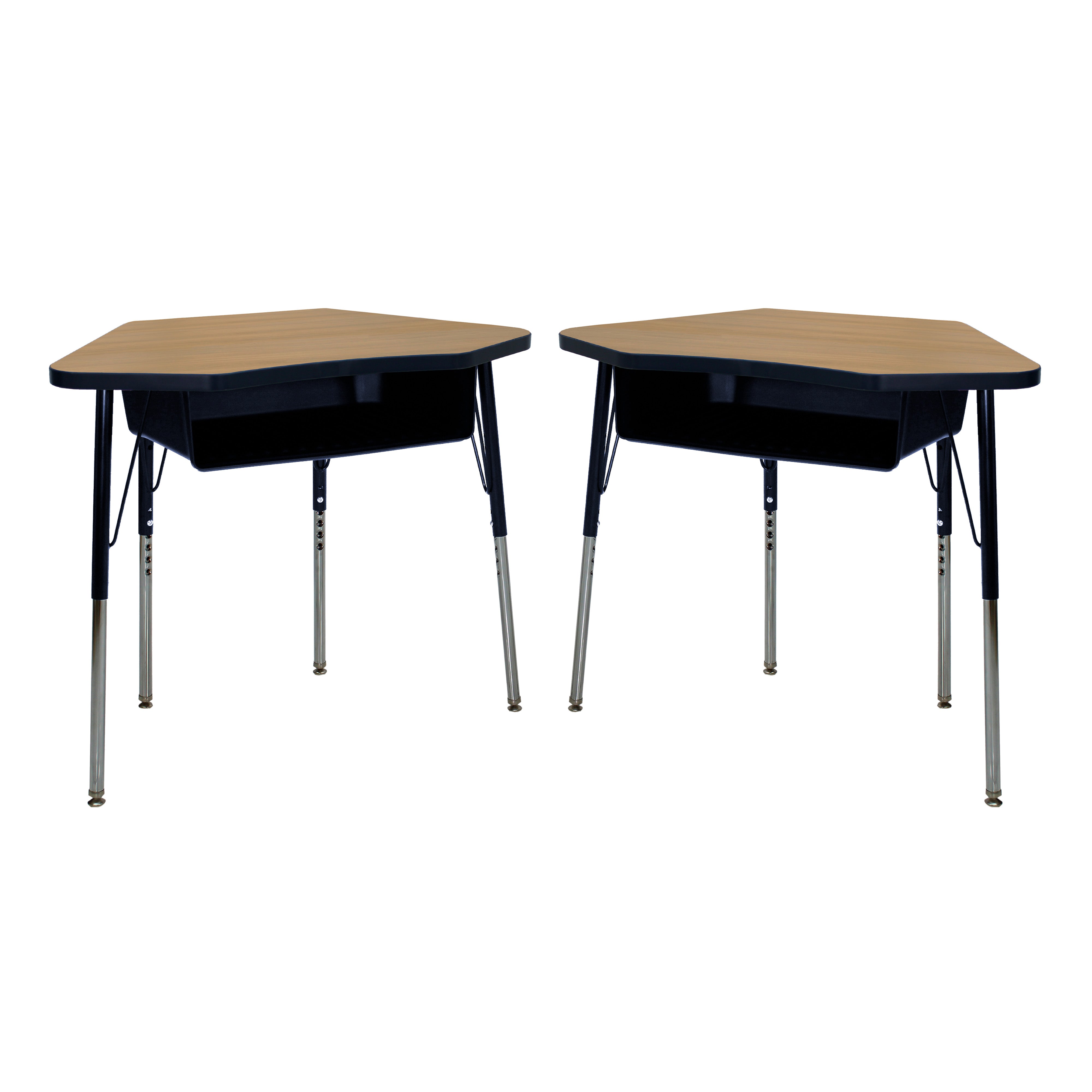 24" x 36" Petal Book Box Desk with Adjustable Standard Swivel Glide Legs, 2-Piece - Pasadena Oak/Navy