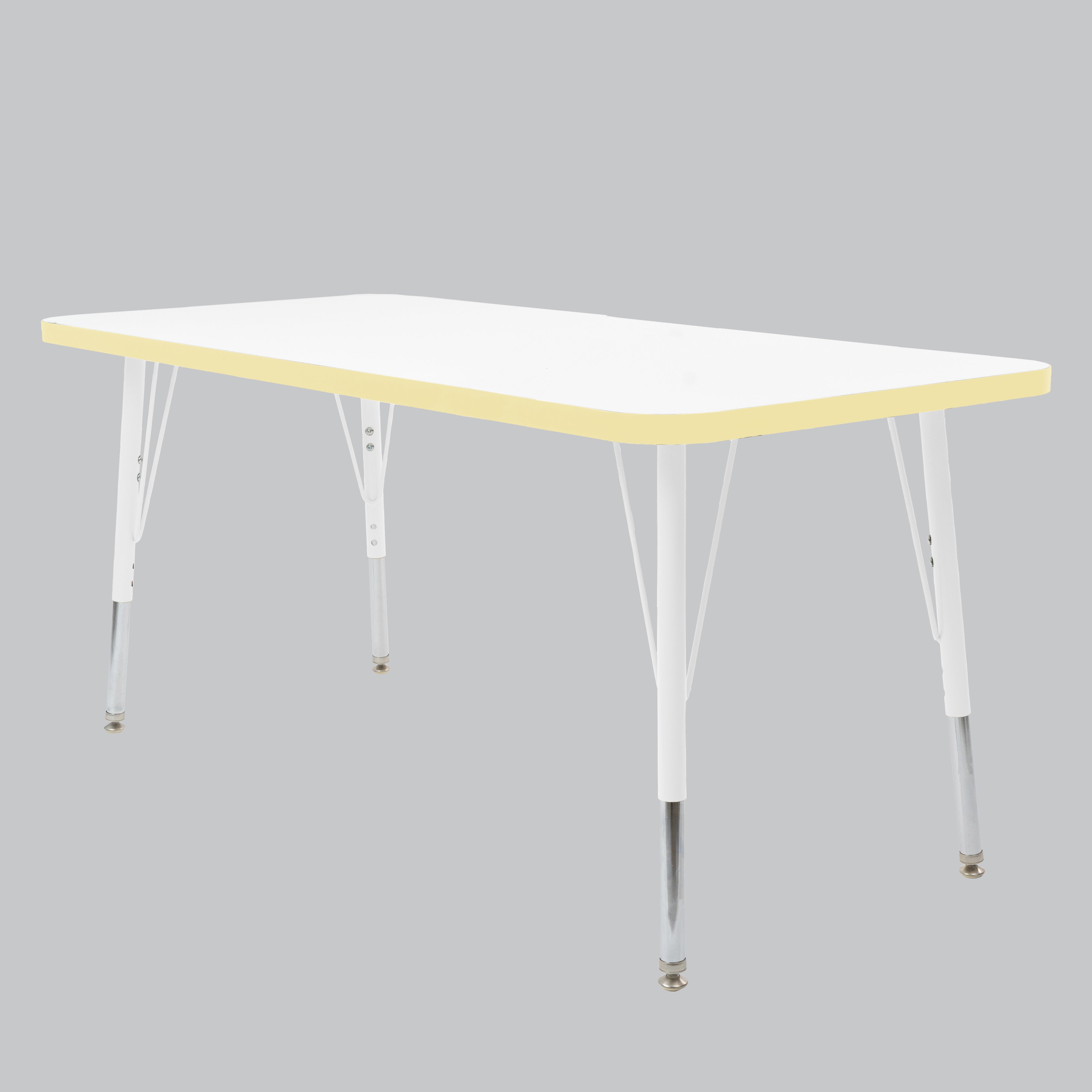 24" x 60" Rectangle Thermofused Activity Table with Adjustable Standard Swivel Glide Legs - White/Squash/White