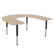 60" x 66" Horseshoe La Madera Activity Table with Adjustable Super Legs - Maple Grain/Black