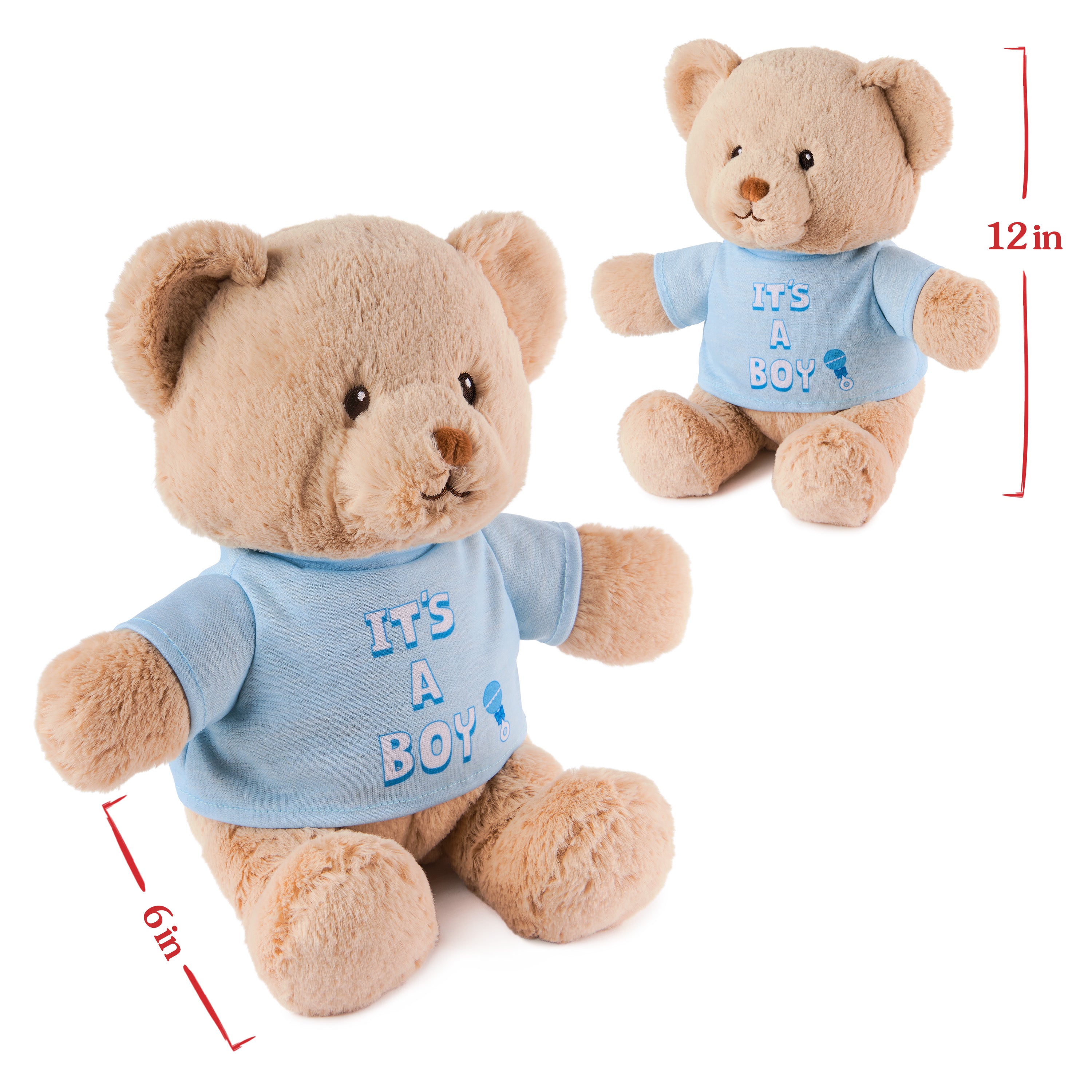 GUND “It's a Boy” Sustainable Message Bear with Blue T-Shirt, Teddy Bear Made from 100% Recycled Materials for Ages 1 and Up, Tan, 12”