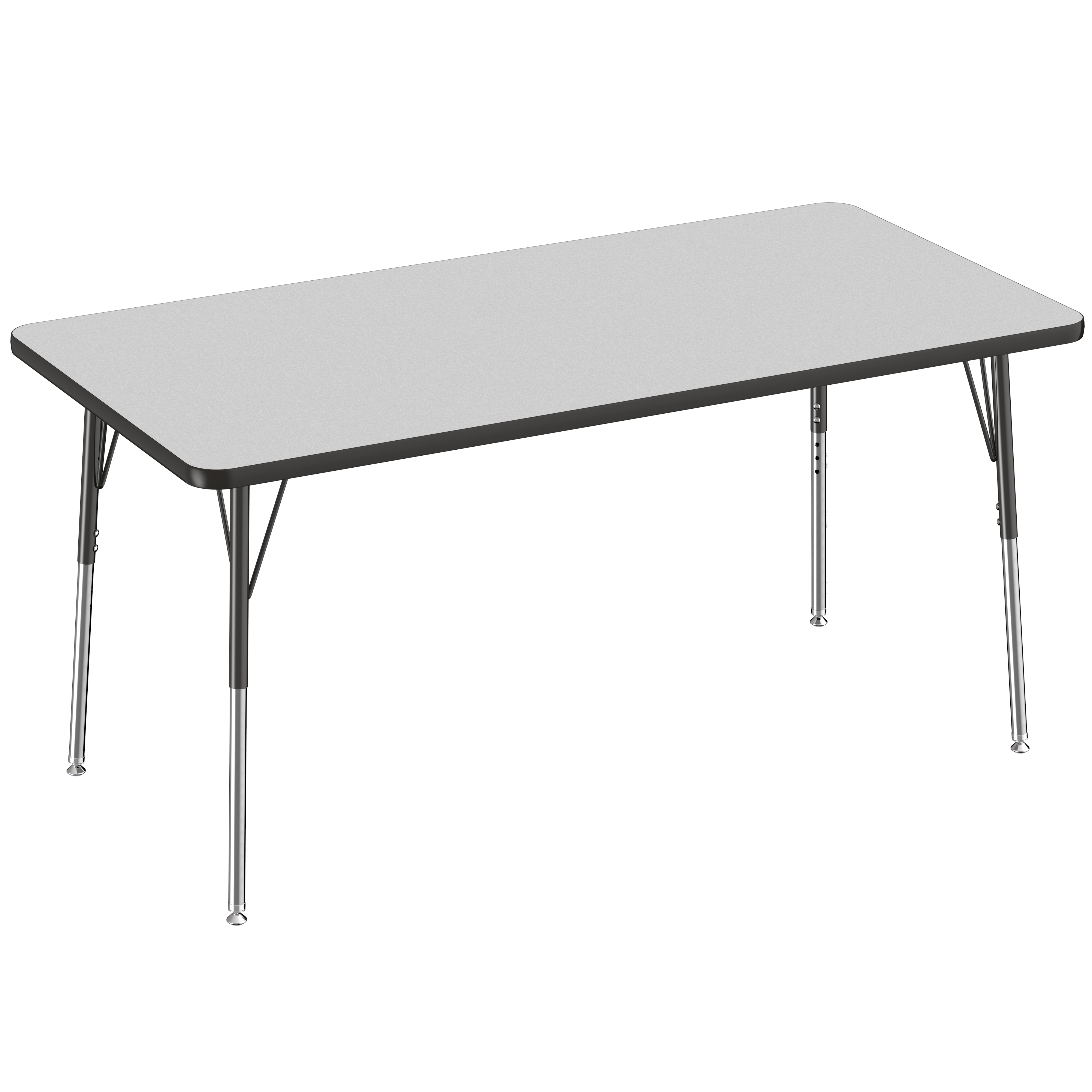 30" x 60" Rectangle T-Molding Activity Table with Adjustable Standard Swivel Glide Legs - Gray/Black
