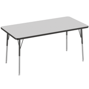 30" x 60" Rectangle T-Molding Activity Table with Adjustable Standard Swivel Glide Legs - Gray/Black