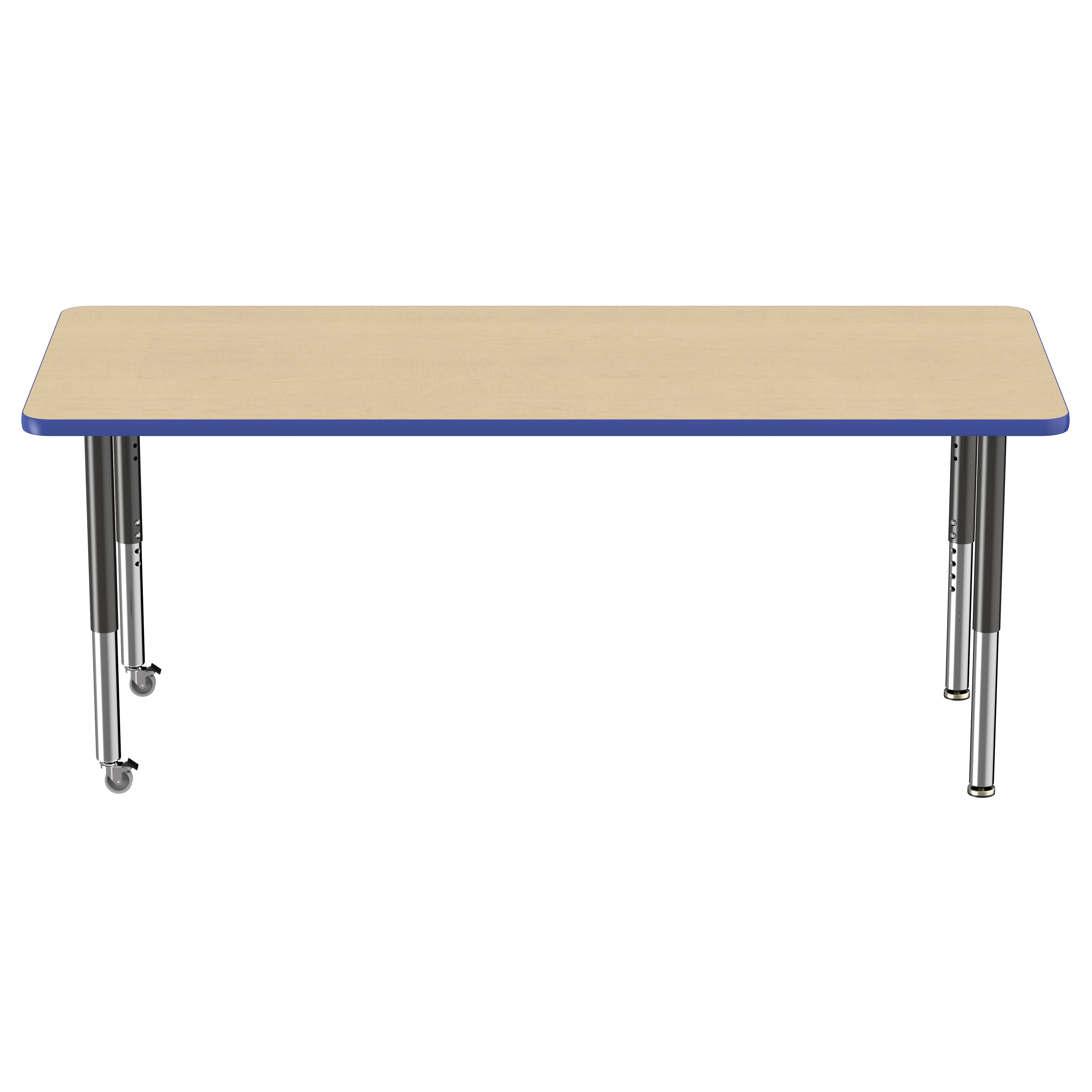 30" x 72" Rectangle T-Molding Activity Table with Adjustable Super Legs - Maple/Blue/Black