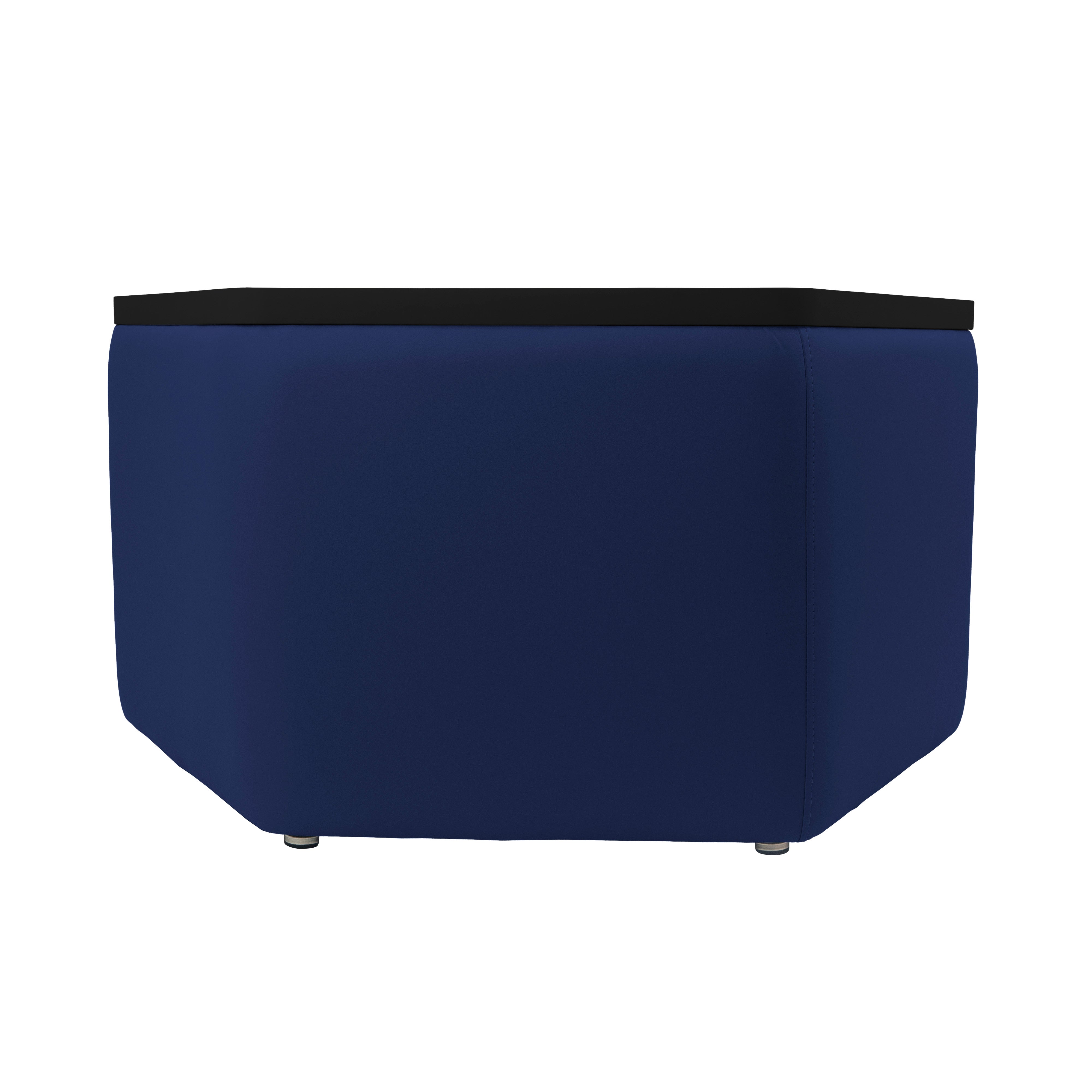 Pro Series Upholstered Hexagon Dry-Erase Ottoman Table 18" Height - Navy/Whiteboard