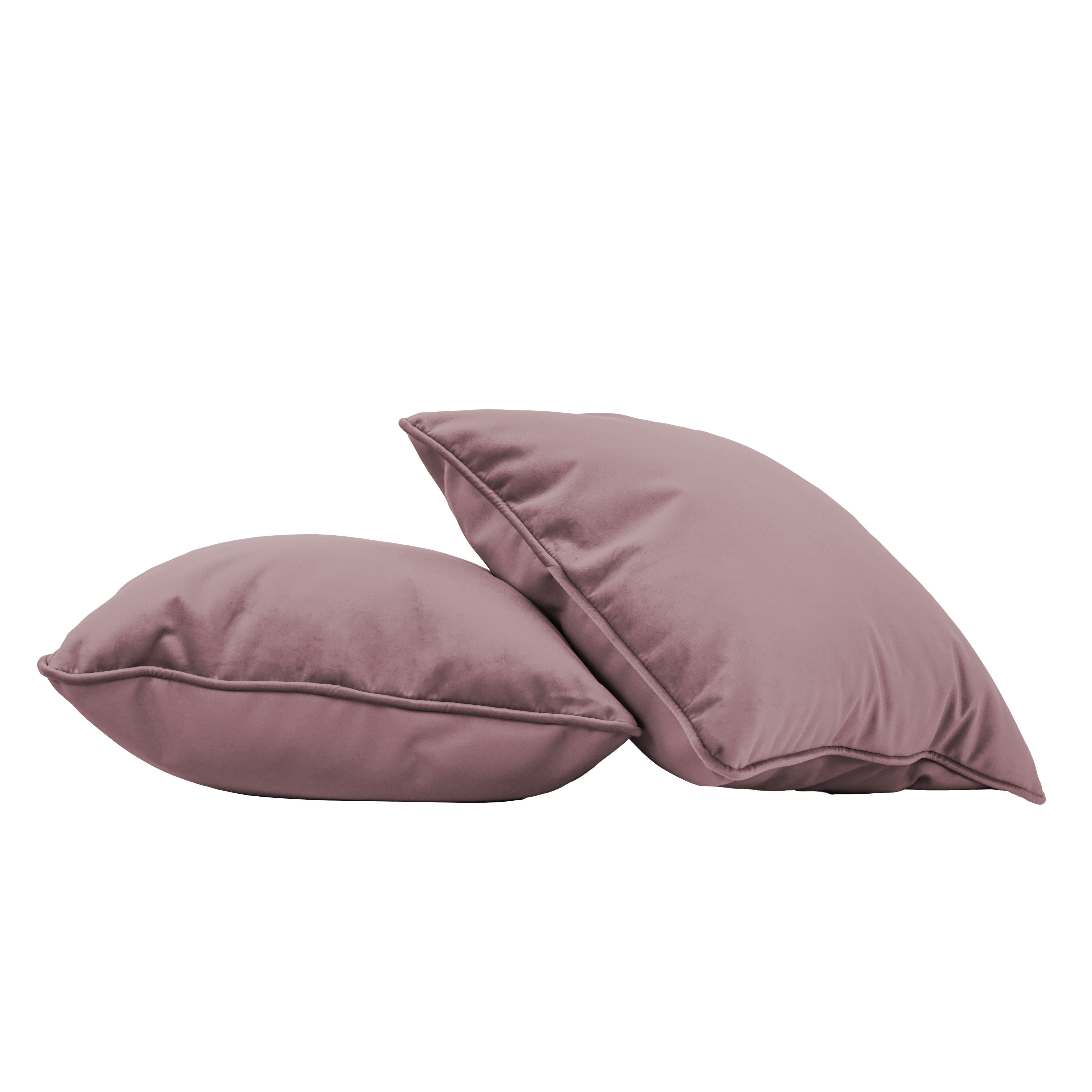18" x 18" Square Microfiber and Faux Leather Pillow with Piping, 2-Piece - Mauve