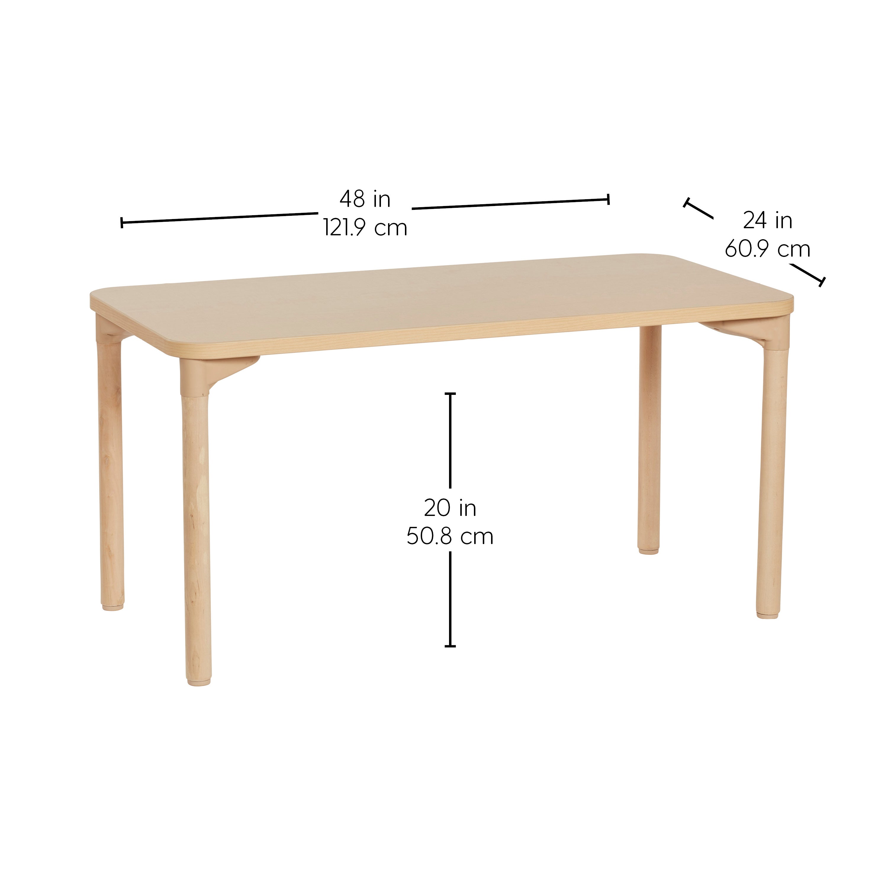 24" x 48" Rectangle All-Purpose Activity Table with 20" Wood Legs