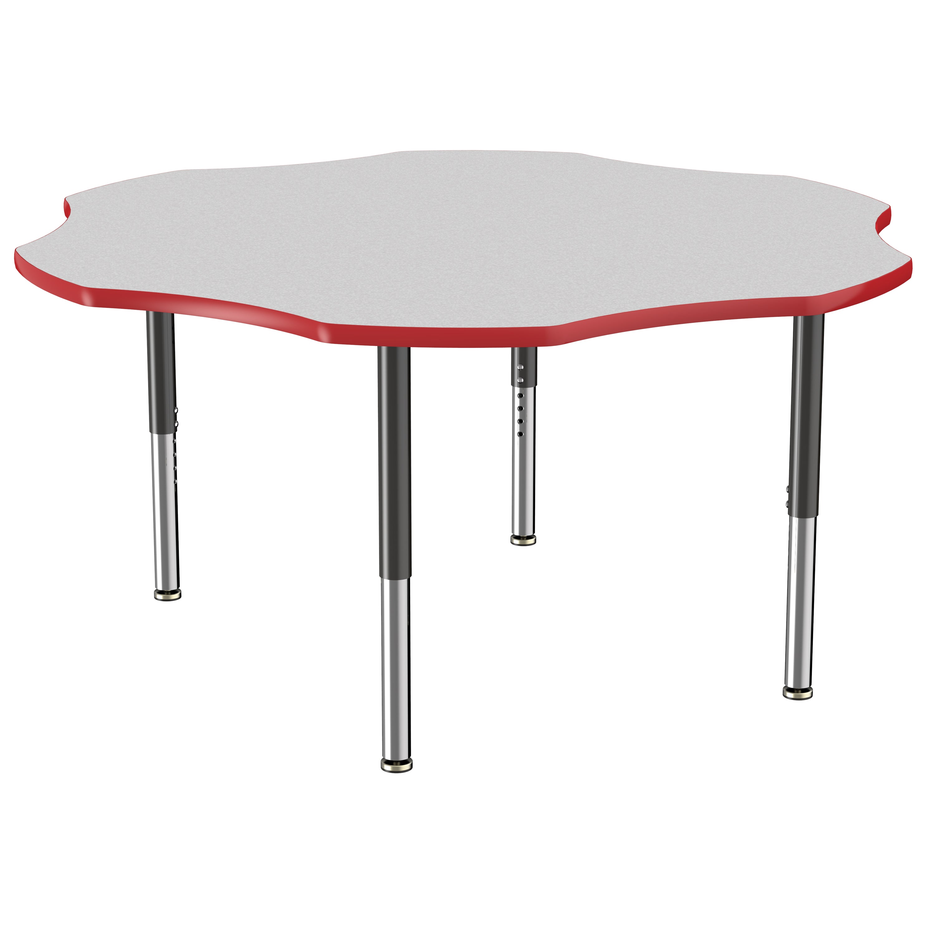 60" x 60" Flower T-Molding Activity Table with Adjustable Super Legs - Gray/Red/Black
