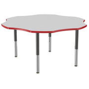 60" x 60" Flower T-Molding Activity Table with Adjustable Super Legs - Gray/Red/Black