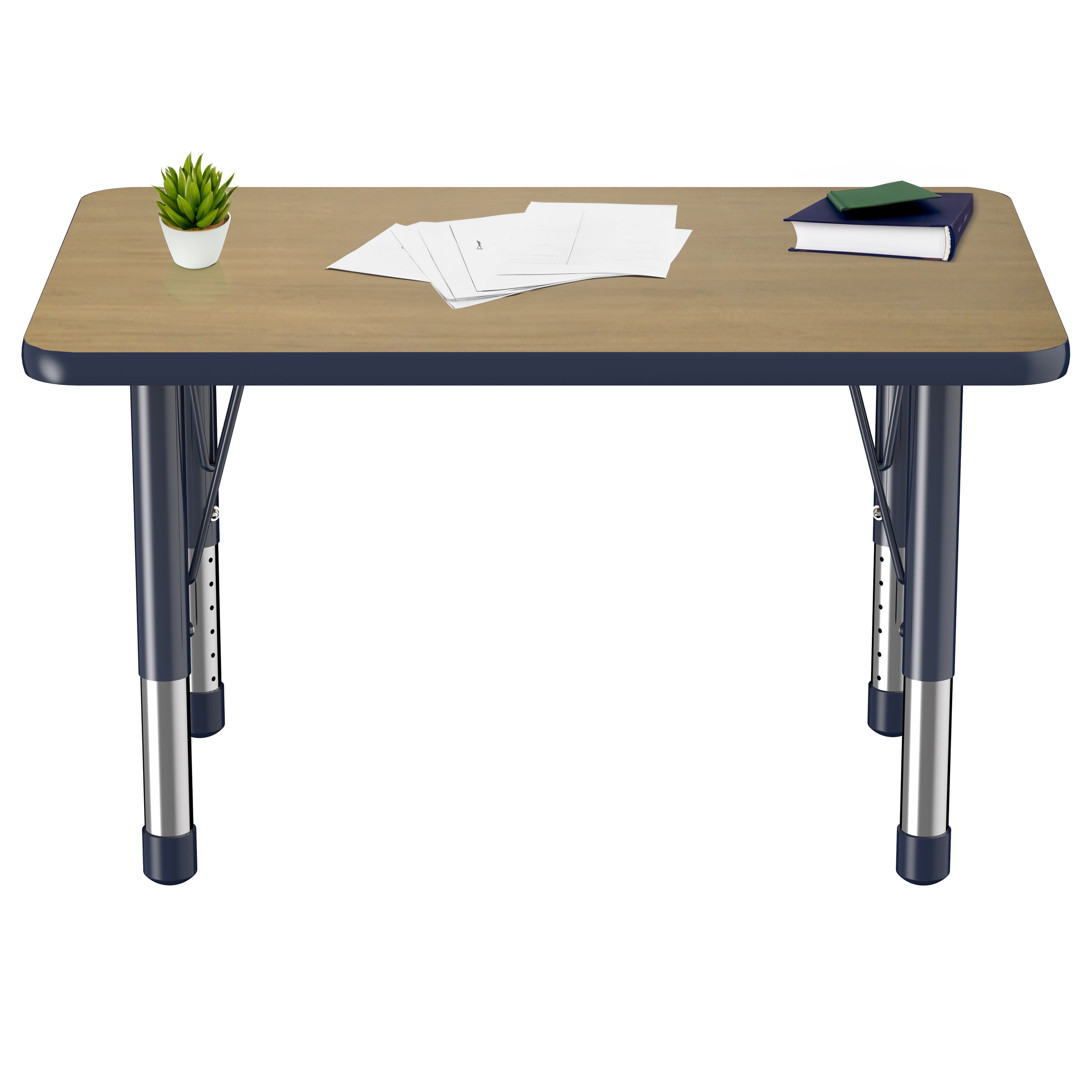 24" x 36" Rectangle T-Molding Activity Table with Adjustable Chunky Legs - Pasadena Oak/Navy