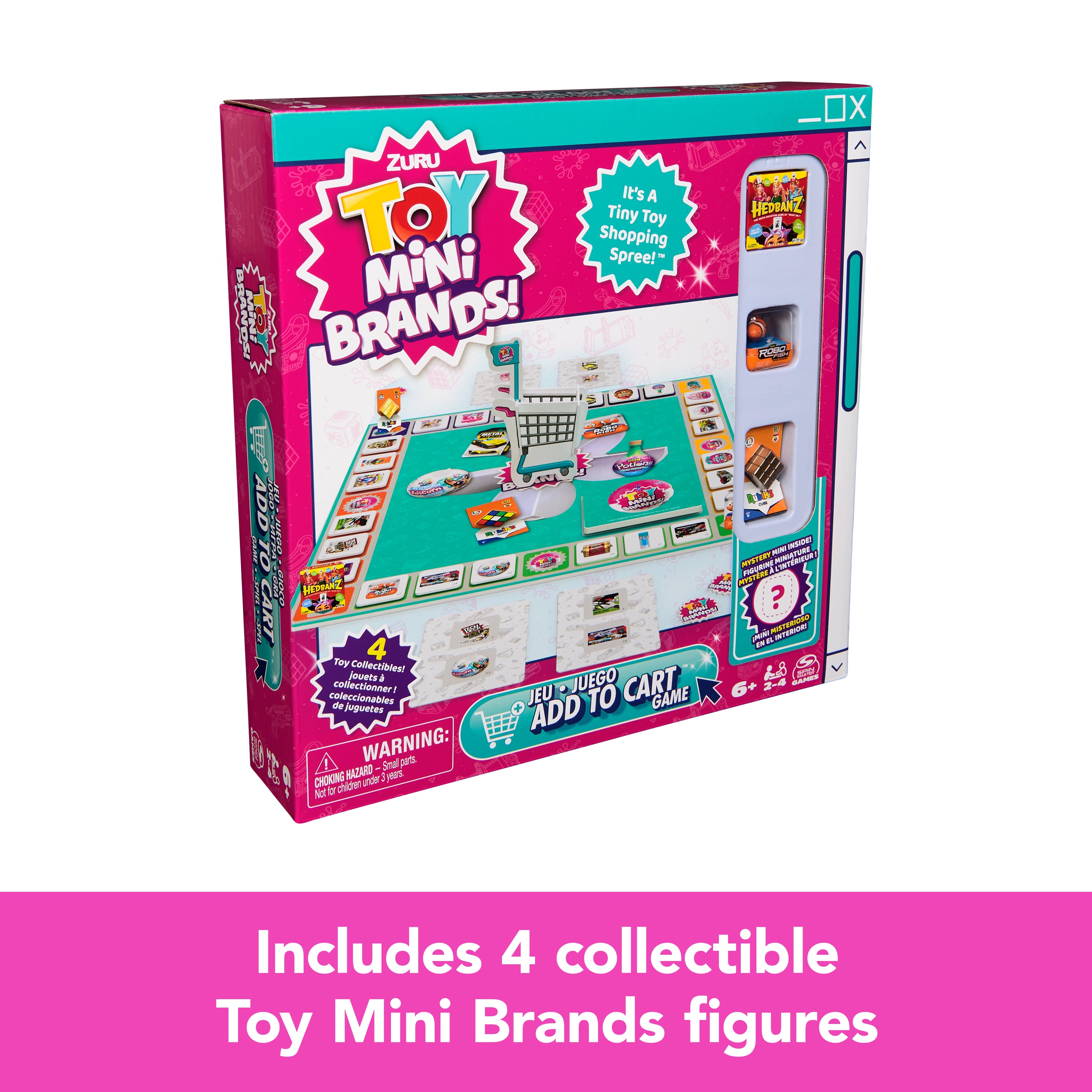 Spin Master Games, Toy Mini Brands Add to Cart Game, A Tiny Shopping Spree for Kids, 4 Collectible Toy Mini Brands Included, 2-4 Players, for Ages 6 & Up