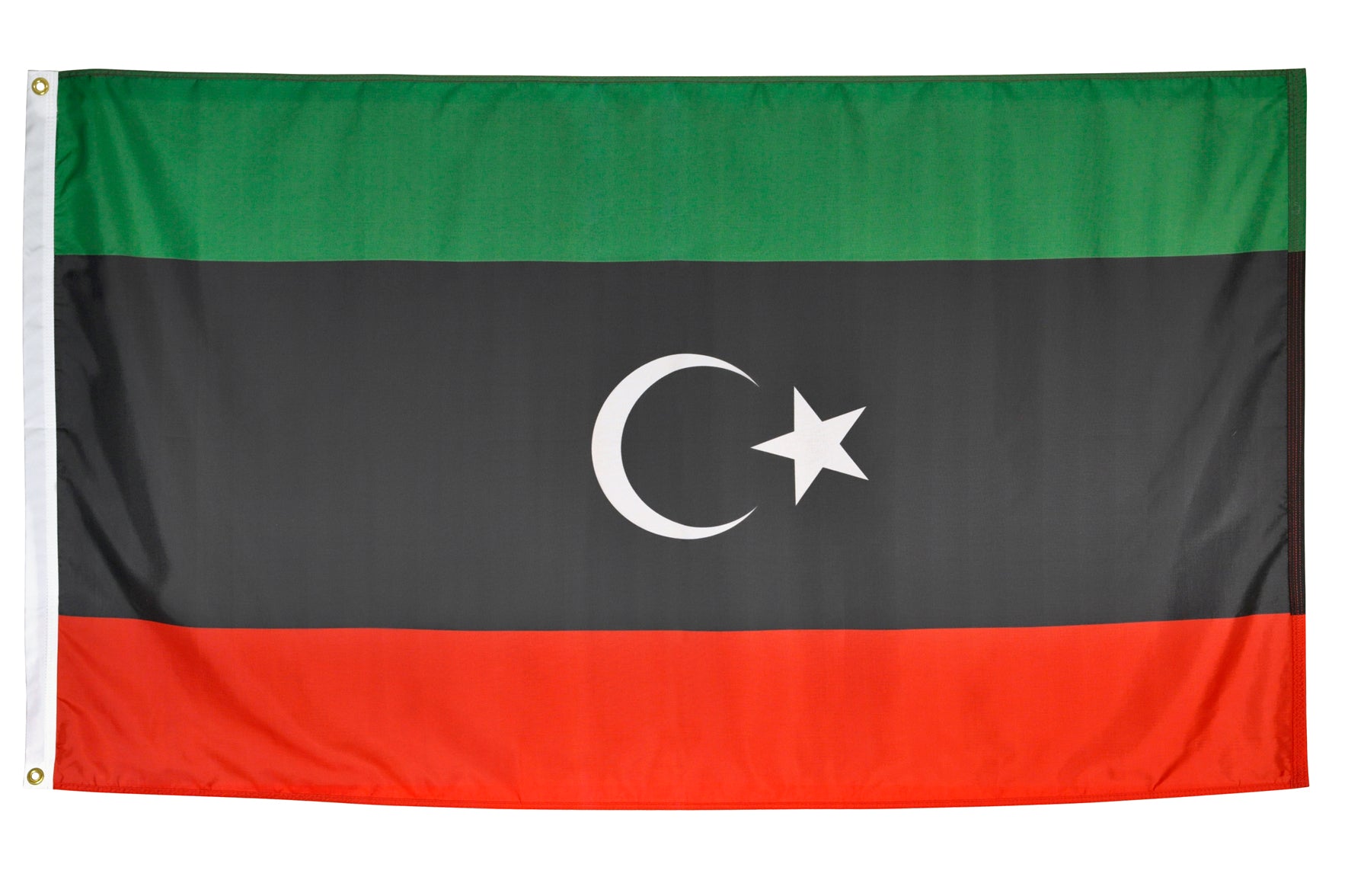 Libya Flag 5x8 ft. Nylon SolarGuard Nyl-Glo 100% Made in USA to Official United Nations Design Specifications.