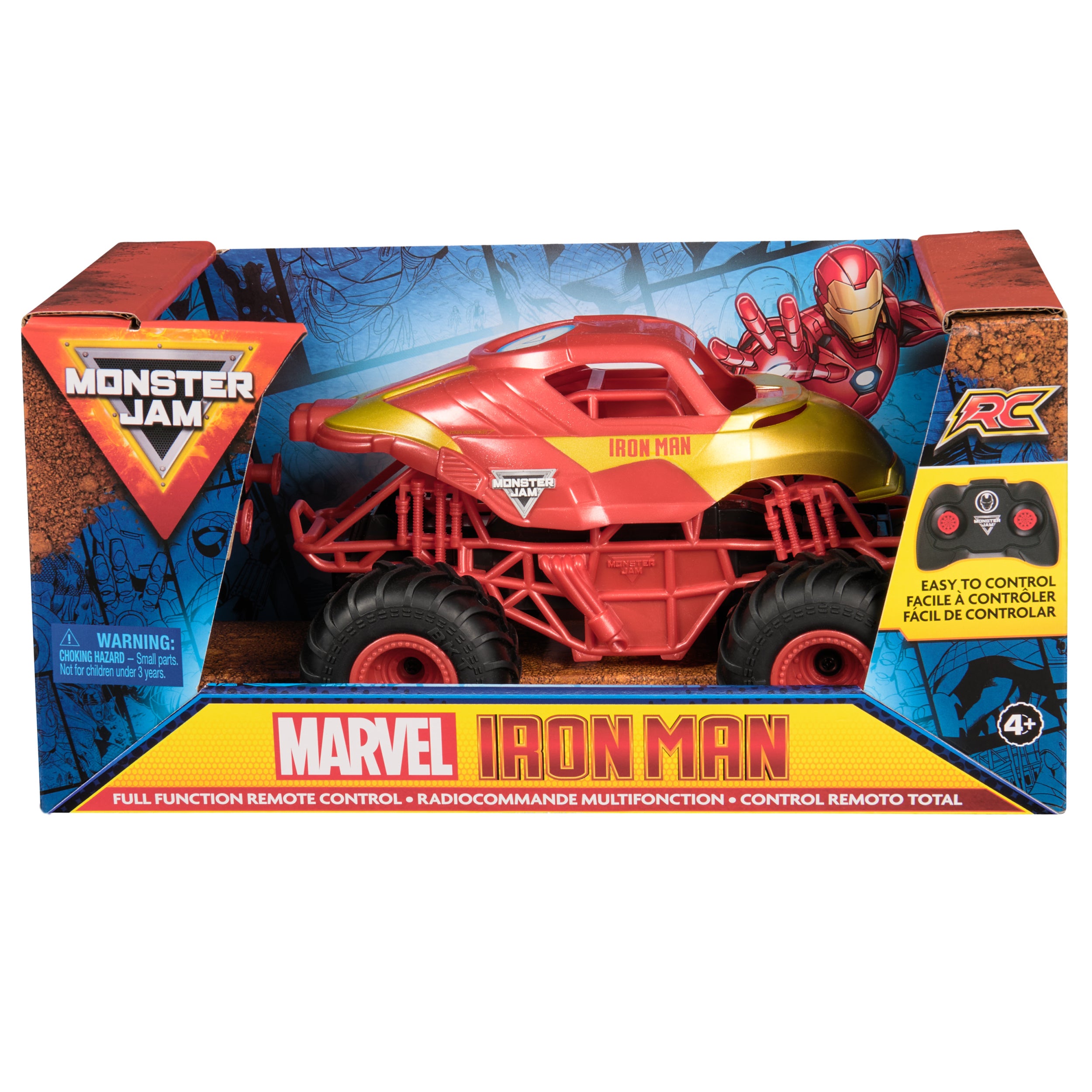 Monster Jam, Marvel Iron Man RC Monster Truck, 1:24 Scale, Kids Toys for Boys and Girls Ages 3 and up