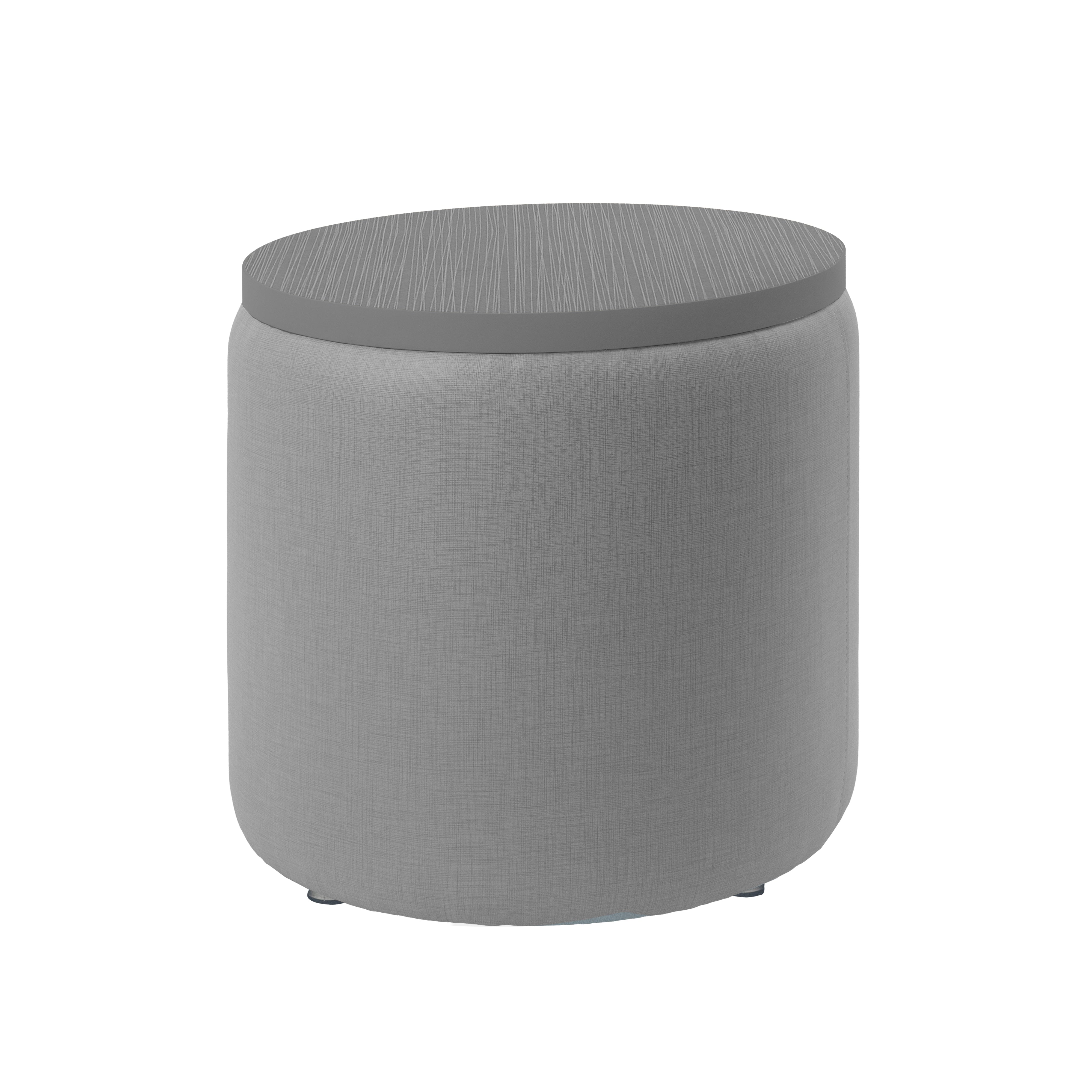 Pro Series Upholstered 18" Round Ottoman Table 18" Height - Slate Gray Crosshatch/Cosmic Strandz