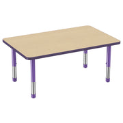 30" x 48" Rectangle T-Molding Activity Table with Adjustable Chunky Legs - Maple/Purple