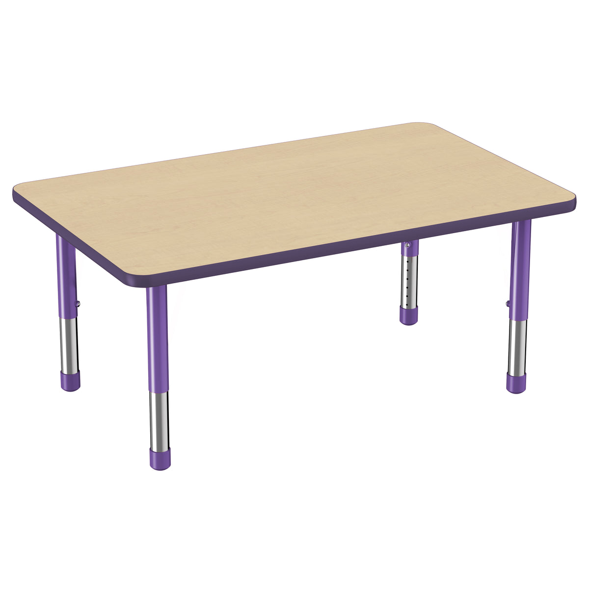 30" x 48" Rectangle T-Molding Activity Table with Adjustable Chunky Legs - Maple/Purple