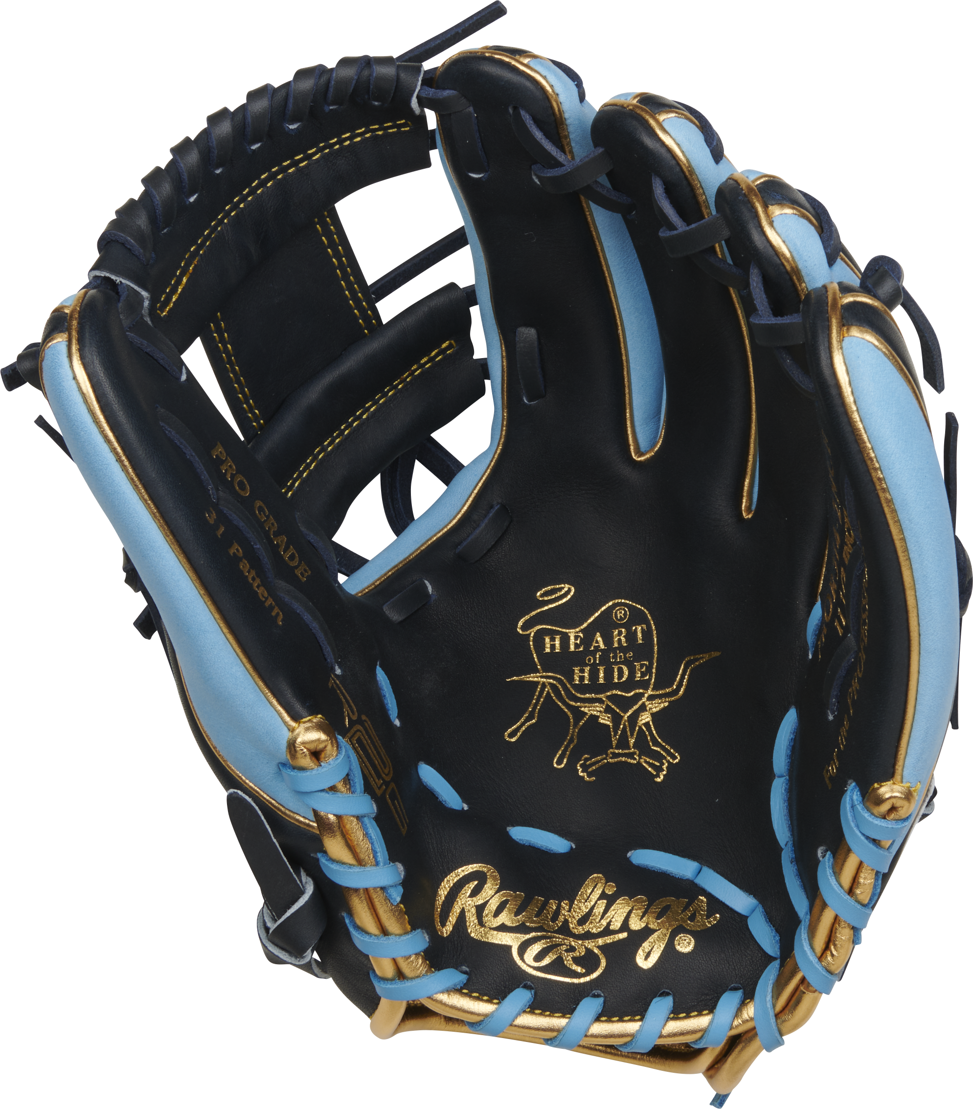 Rawlings Heart Of The Hide Series 11.5-Inch Baseball Glove - Right Hand Thrower - Navy/Columbia Blue