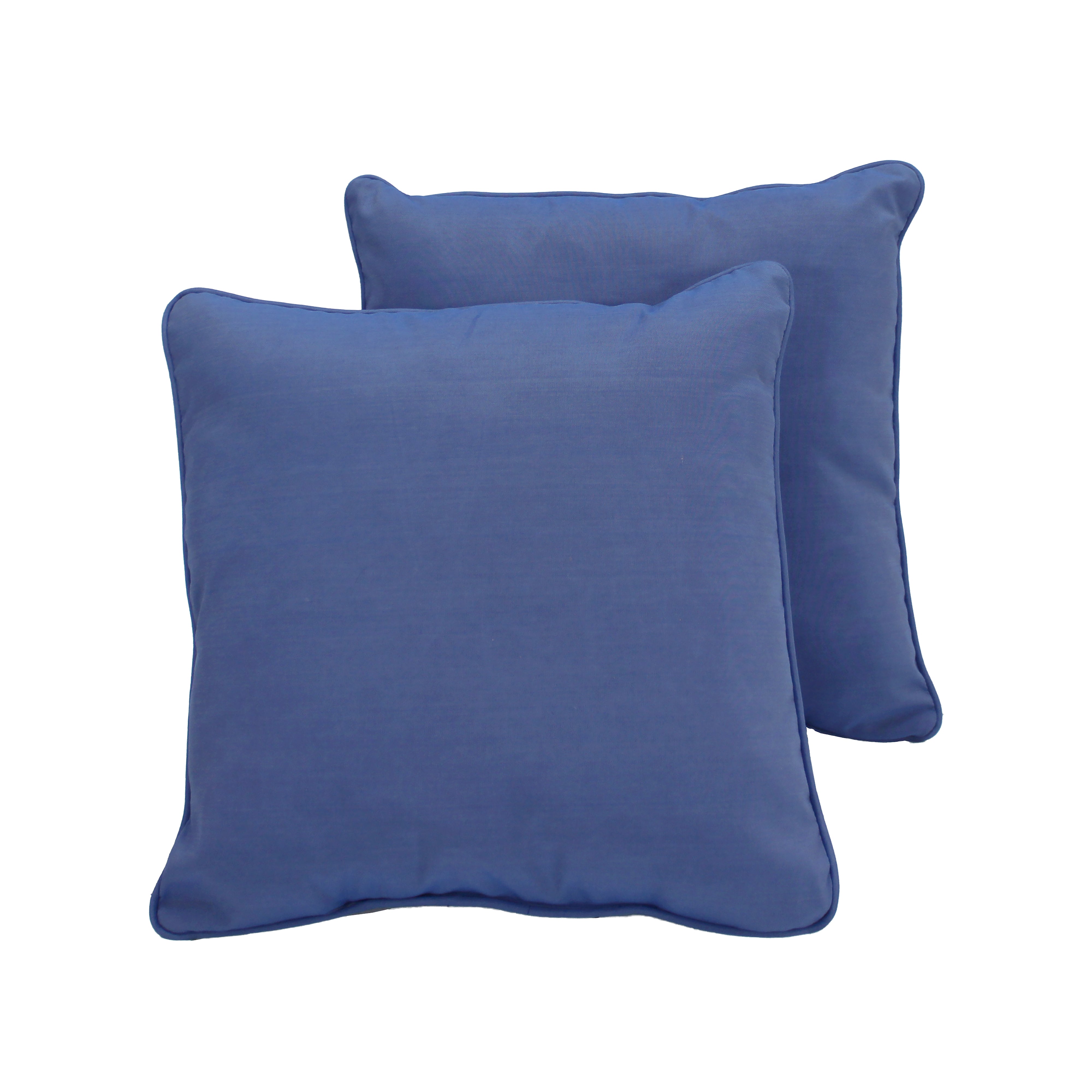 Presidio 15" x 15" Square Indoor/Outdoor Pillow with Piping, 2-Piece - Denim Blue